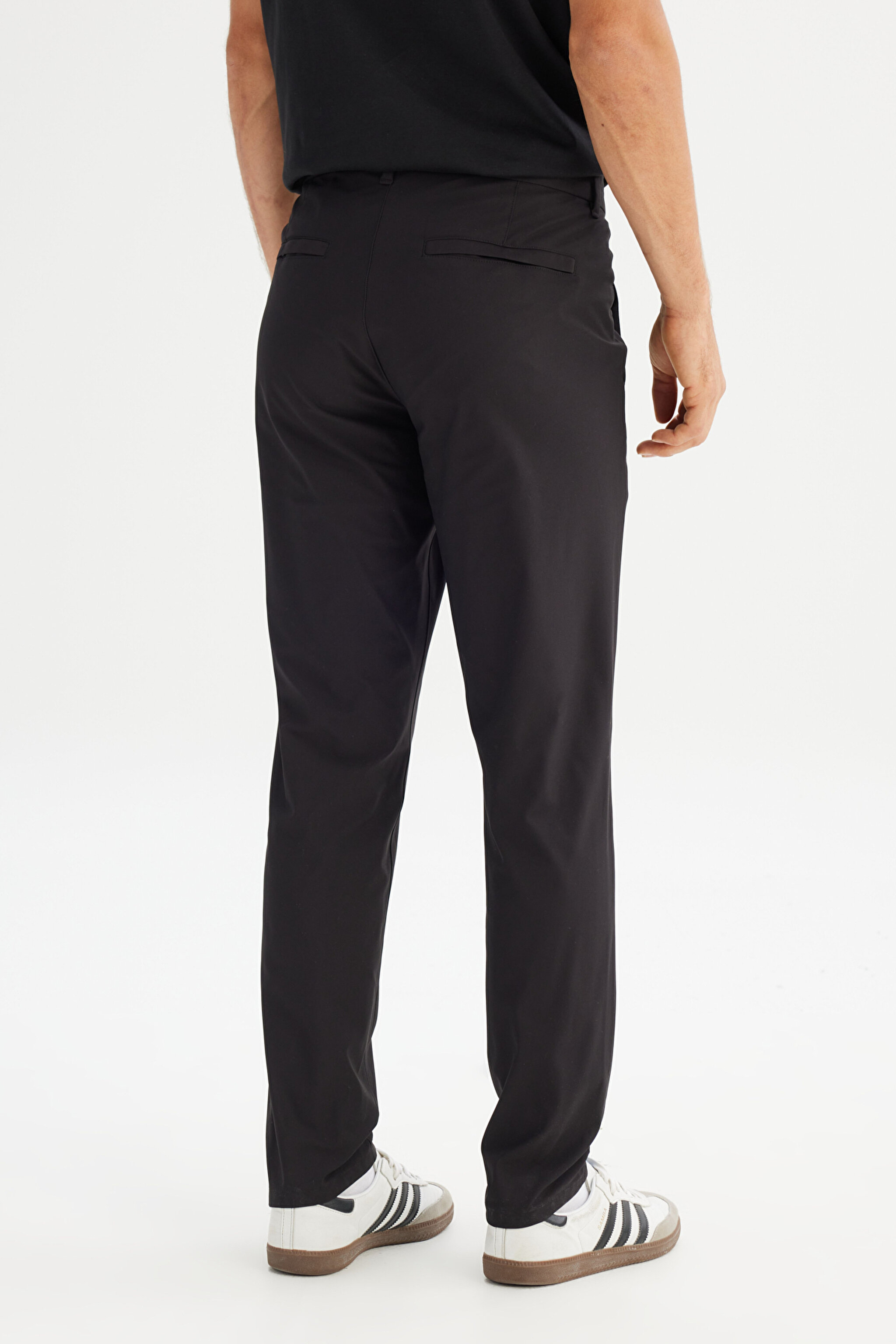 Regular Fit Normal Kesim Normal Bel Yan Cep Detaylı Siyah Casual Pantolon - Black-LLU3008001 (görsel 5)