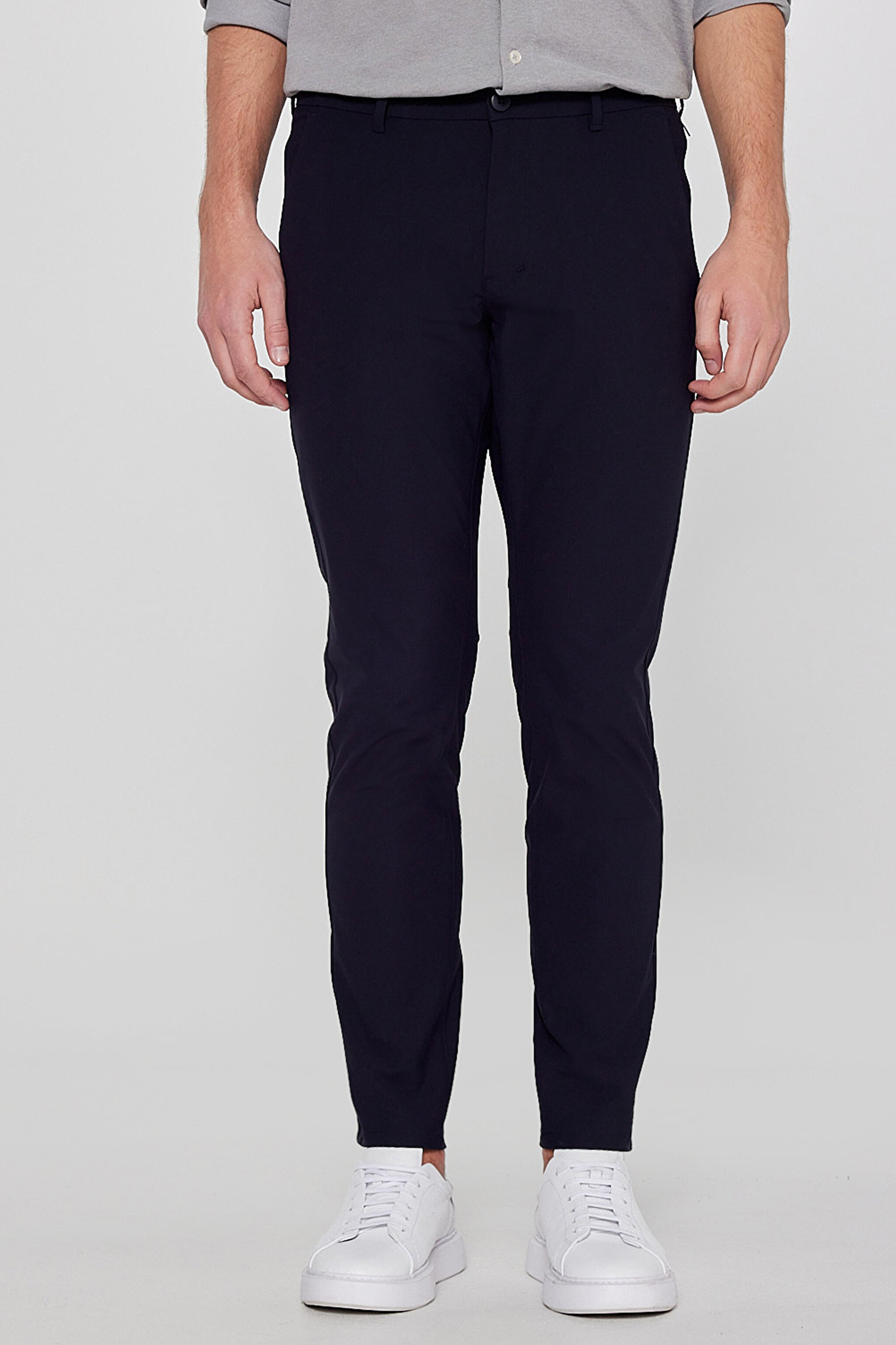 Regular Fit Normal Kesim Dar Paça Yan Cep Detaylı Lacivert Pantolon - Navy-LLU3008114 (görsel 3)