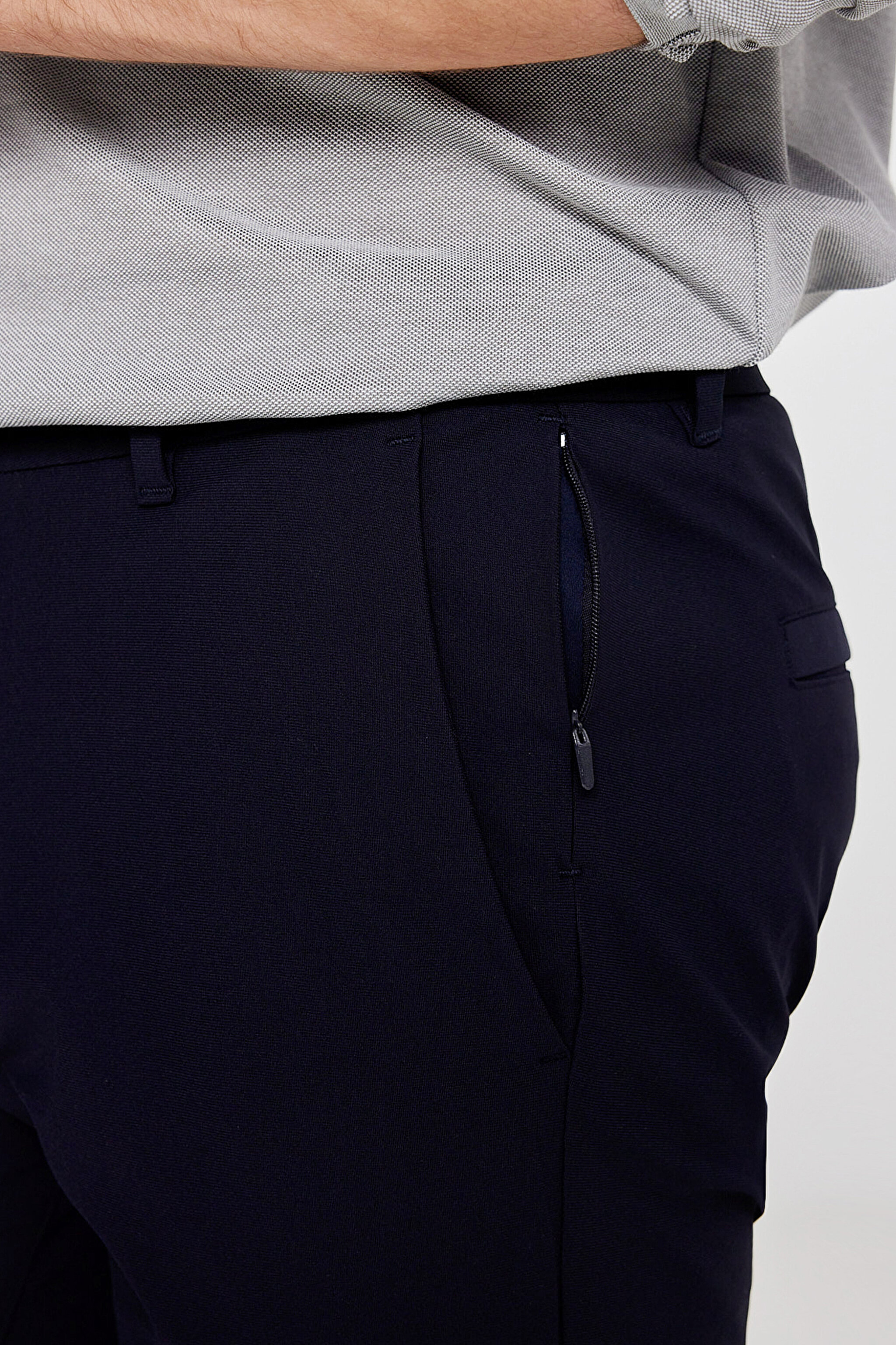 Regular Fit Normal Kesim Dar Paça Yan Cep Detaylı Lacivert Pantolon - Navy-LLU3008114 (görsel 6)
