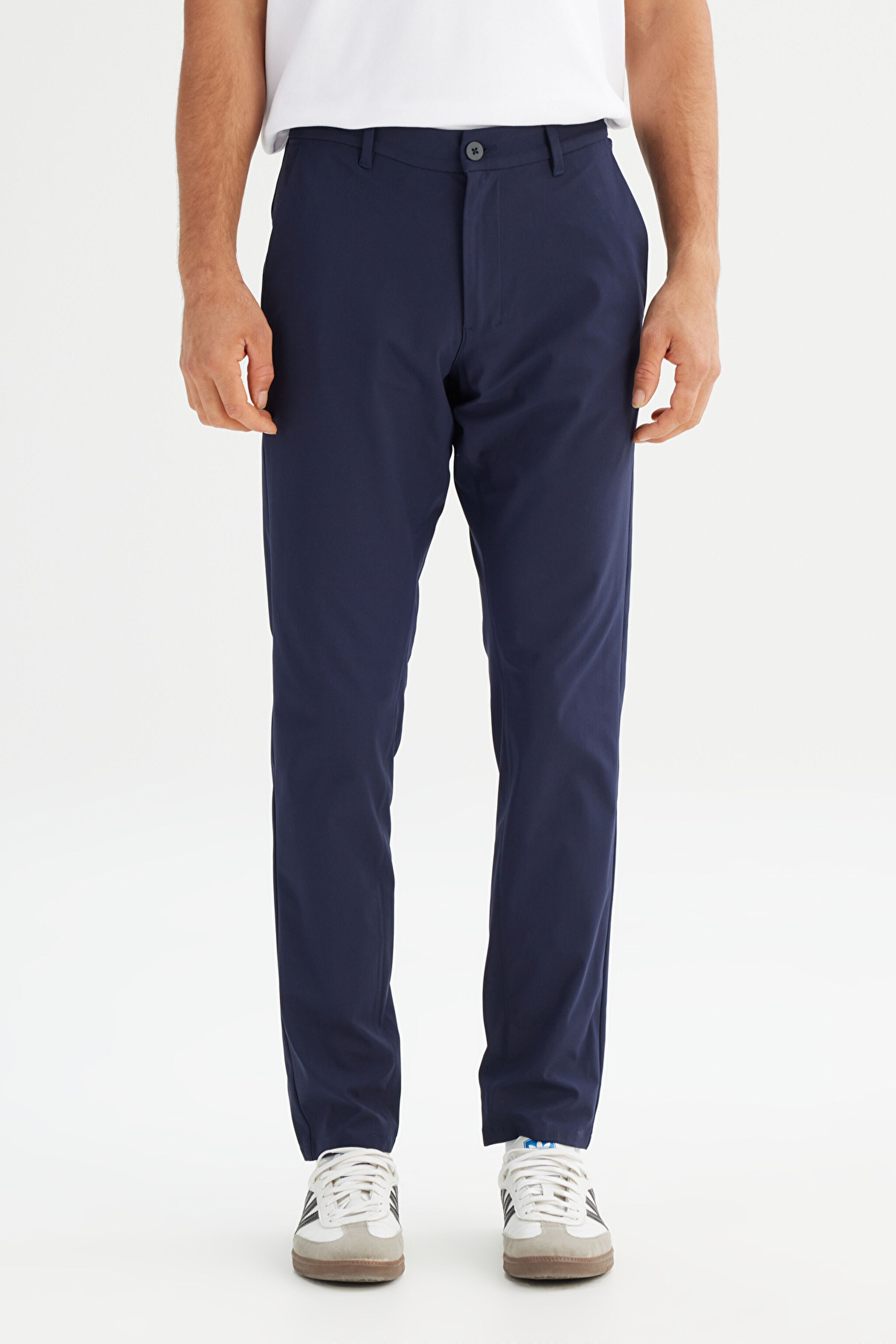 Regular Fit Normal Kesim Dar Paça Yan Cep Detaylı Lacivert Pantolon - Navy-LLU3008410 (görsel 2)