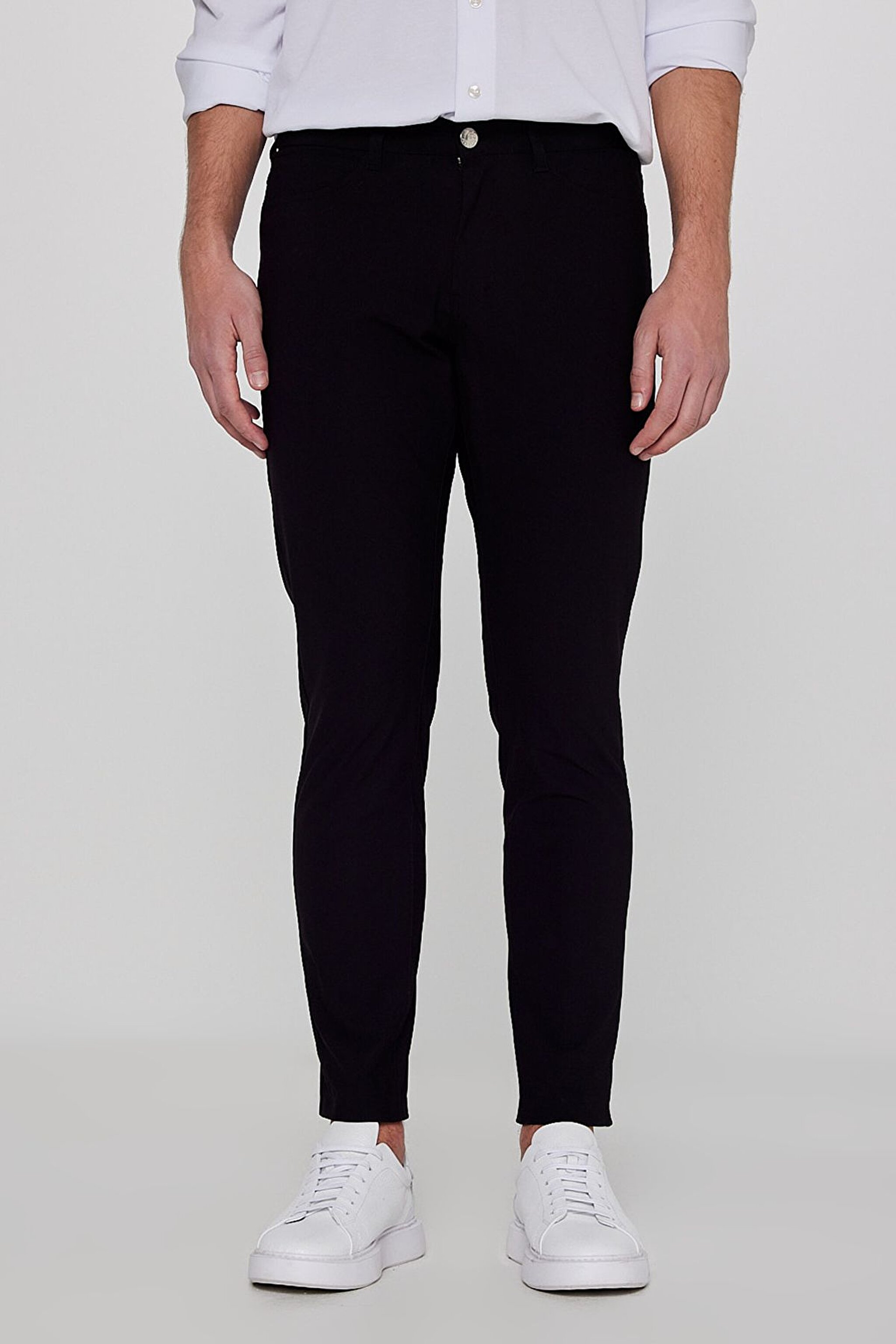 Regular Fit Normal Kesim Dar Paça 5 Cep Siyah Casual Pantolon - Black-LLU3009001 (görsel 3)