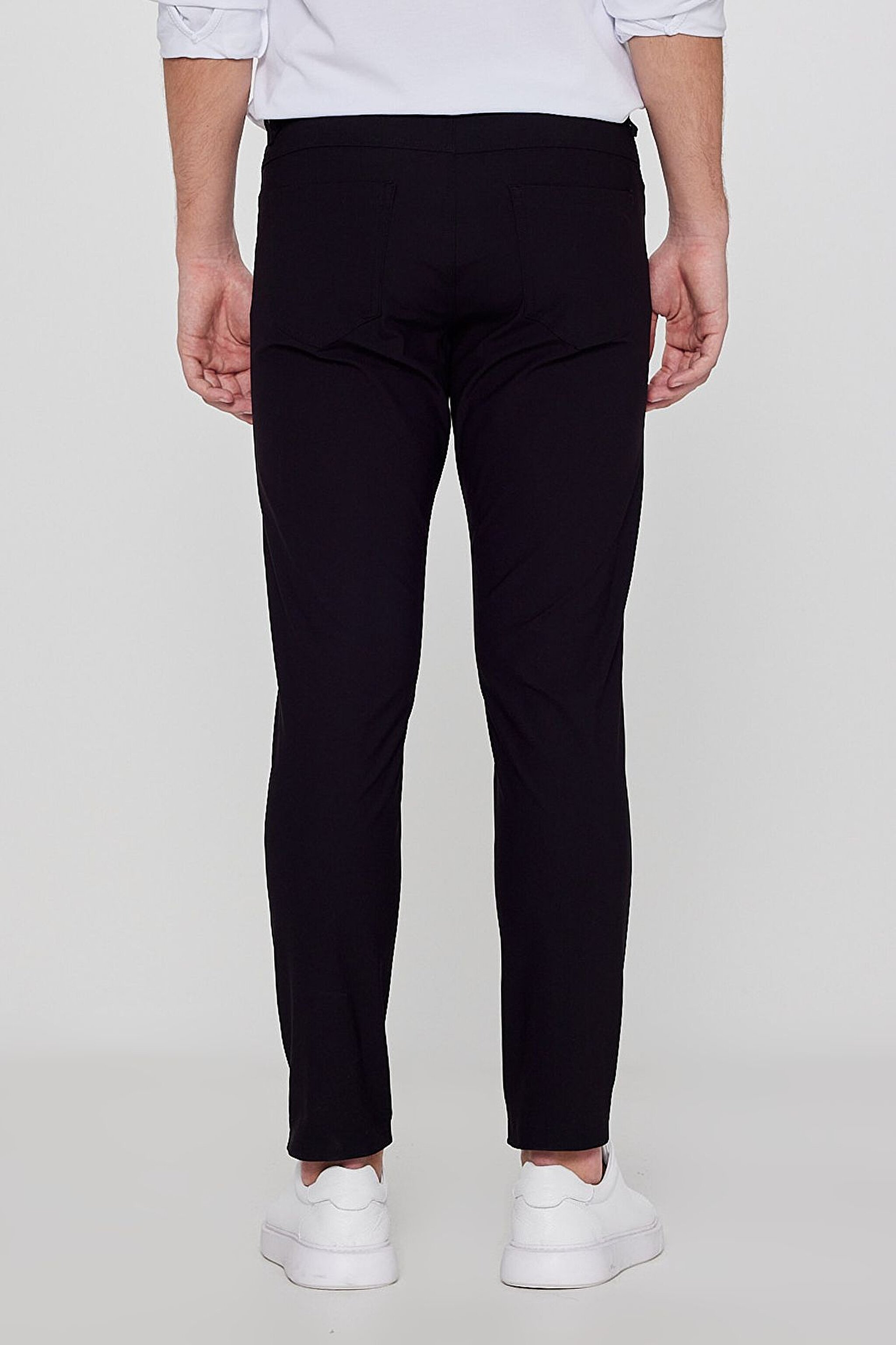 Regular Fit Normal Kesim Dar Paça 5 Cep Siyah Casual Pantolon - Black-LLU3009001 (görsel 4)
