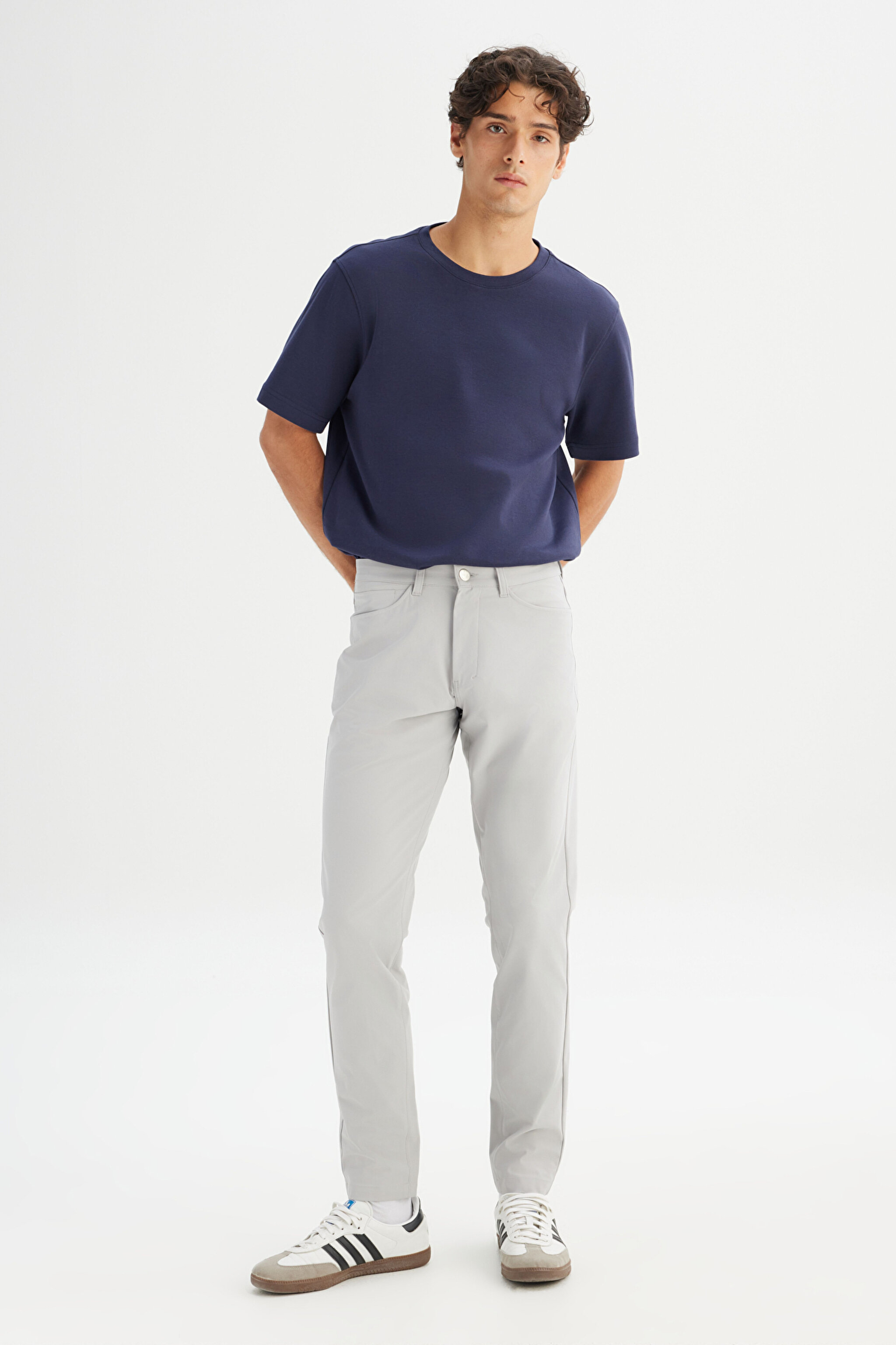 Regular Fit Normal Kesim Dar Paça 5 Cep Gri Casual Pantolon - Gray-LLU3009035