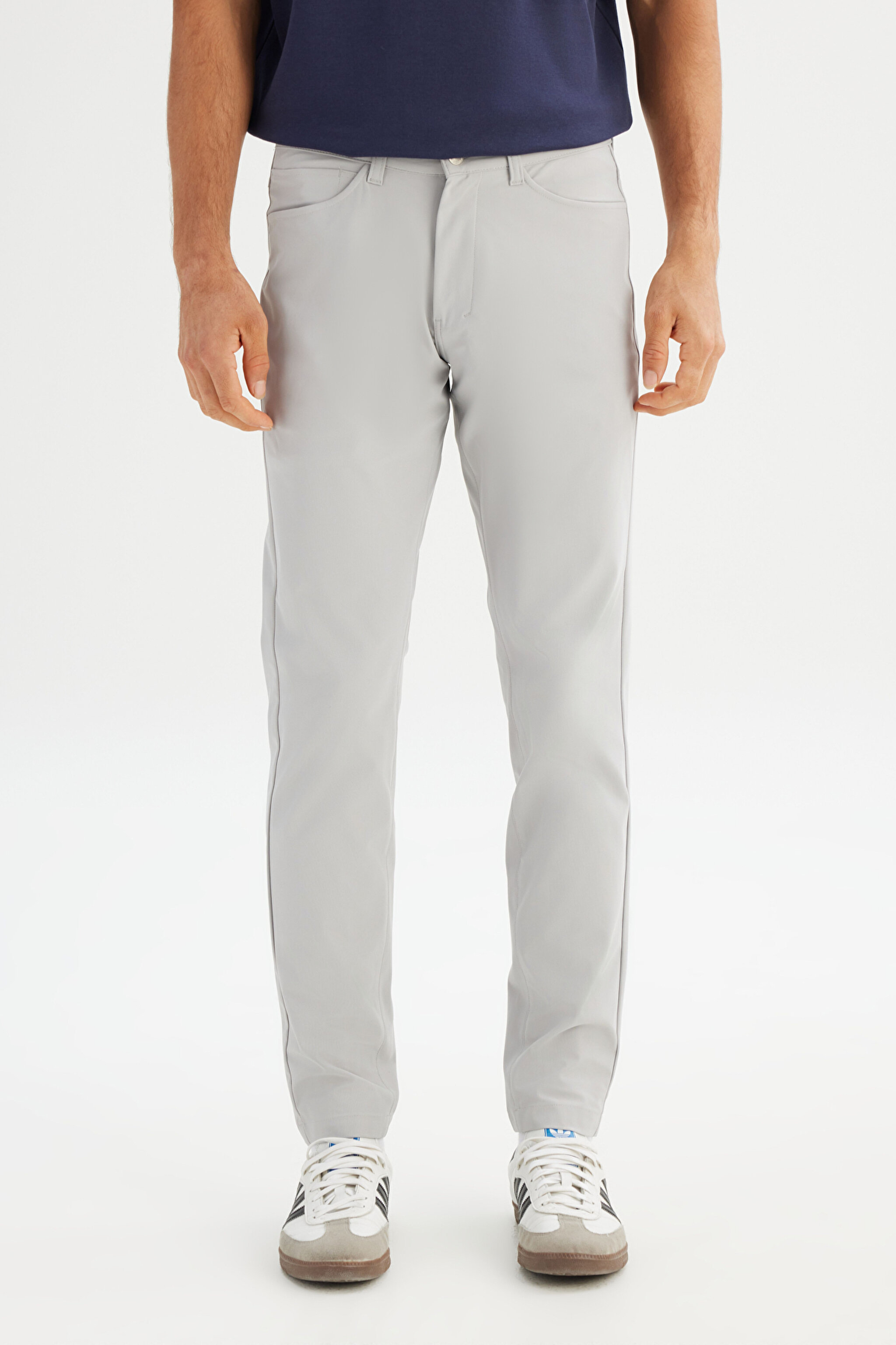 Regular Fit Normal Kesim Dar Paça 5 Cep Gri Casual Pantolon - Gray-LLU3009035 (görsel 2)