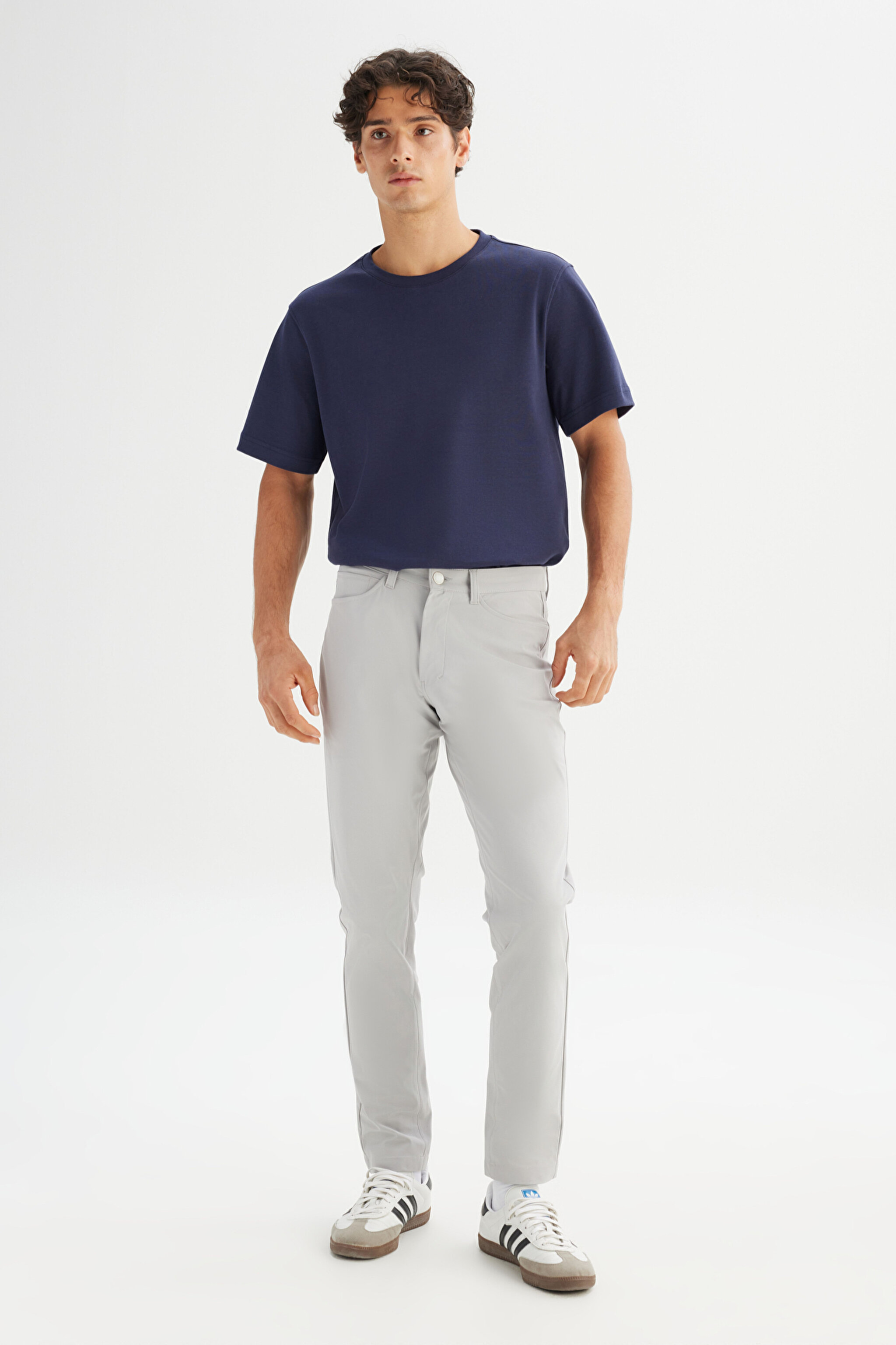 Regular Fit Normal Kesim Dar Paça 5 Cep Gri Casual Pantolon - Gray-LLU3009035 (görsel 3)