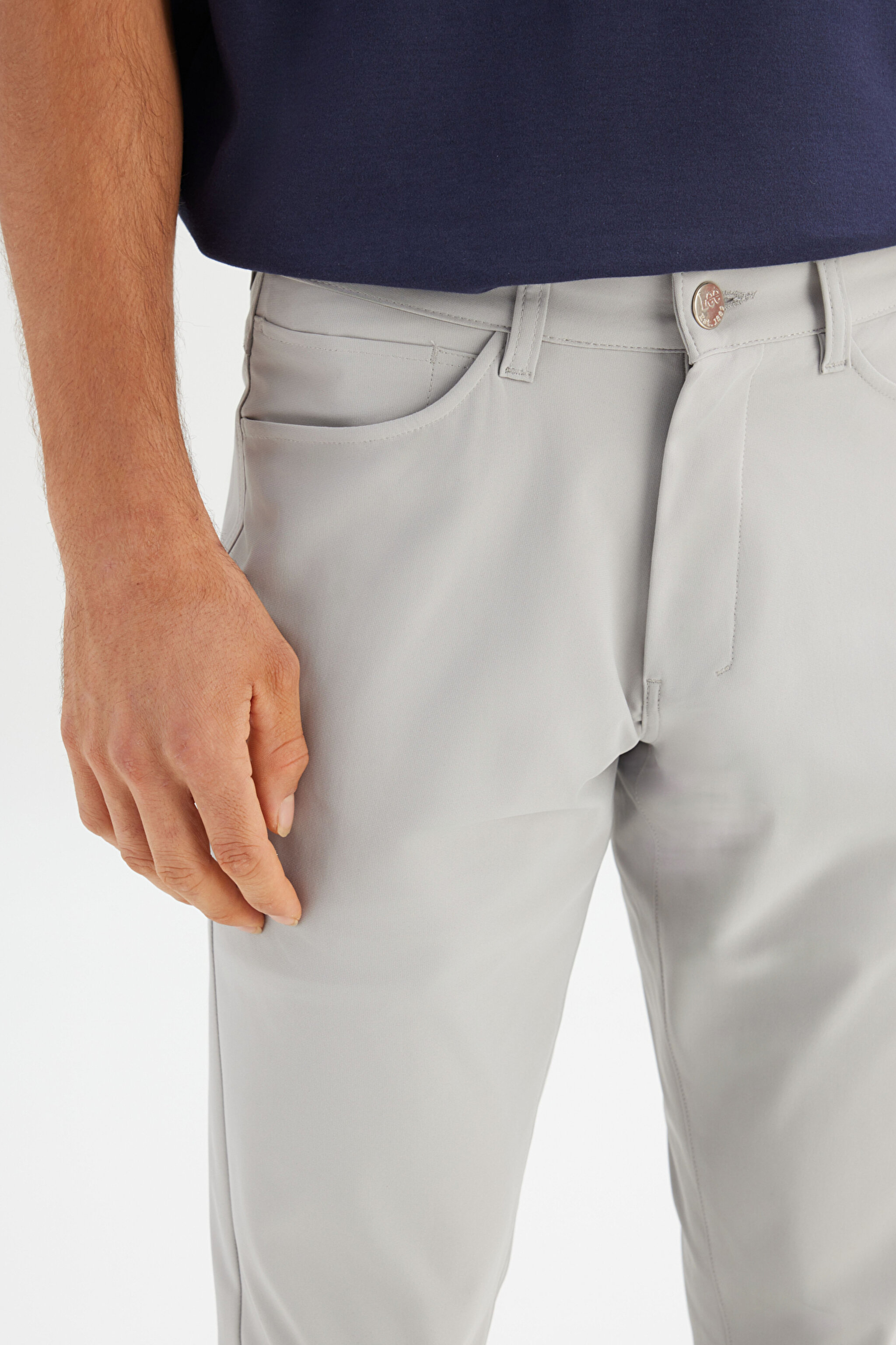 Regular Fit Normal Kesim Dar Paça 5 Cep Gri Casual Pantolon - Gray-LLU3009035 (görsel 4)