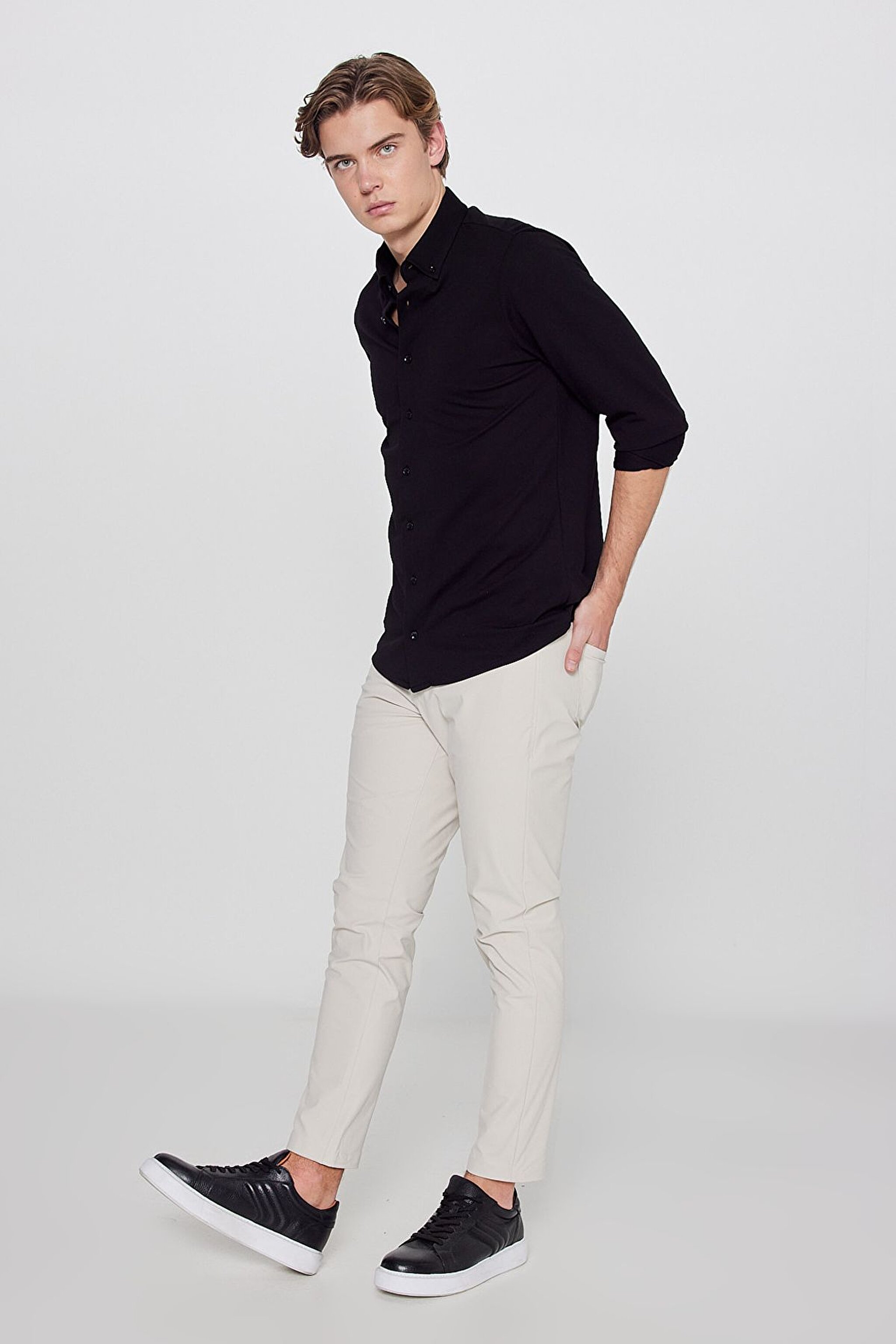 Regular Fit Normal Kesim Normal Bel Dar Paça 5 Cep Casual Bej Pantolon - Beige-LLU3009614 (görsel 2)