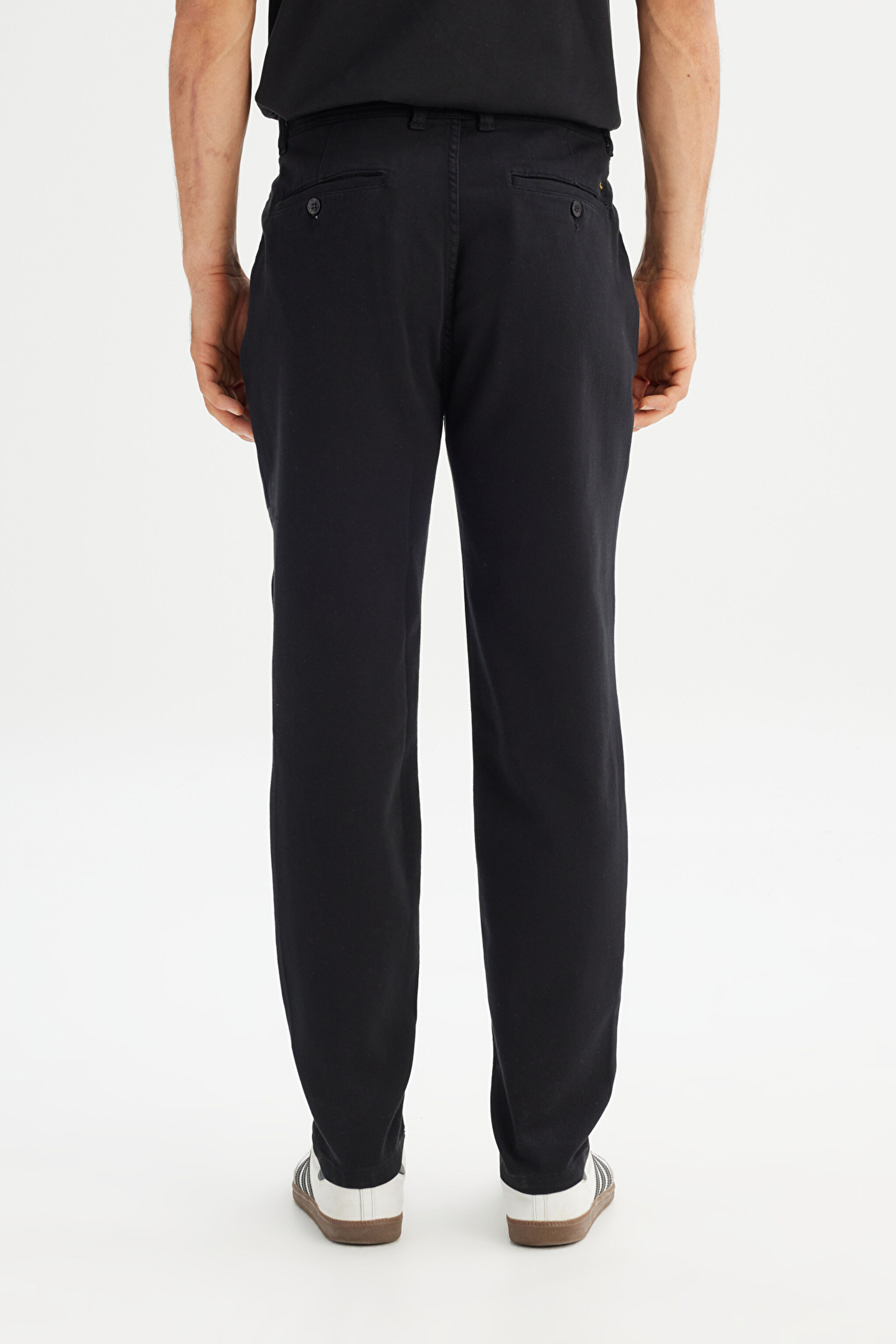Regular Fit Normal Kesim Normal Bel Pamuklu Esnek Siyah Chino Pantolon - Black-LM0400001001 (görsel 5)