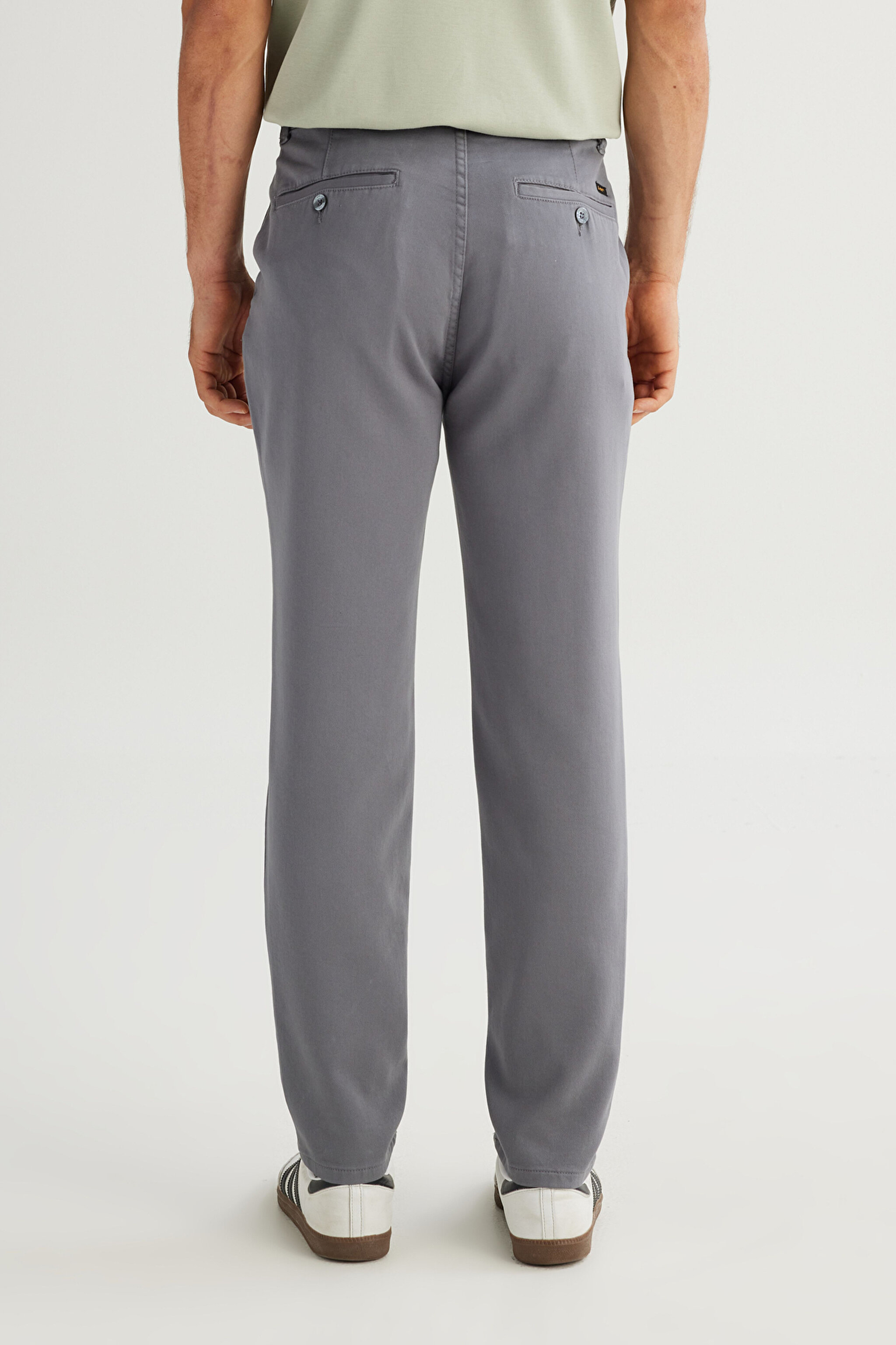 Regular Fit Normal Kesim Normal Bel Pamuklu Esnek Gri Chino Pantolon - Gray-LM0400001035 (görsel 5)