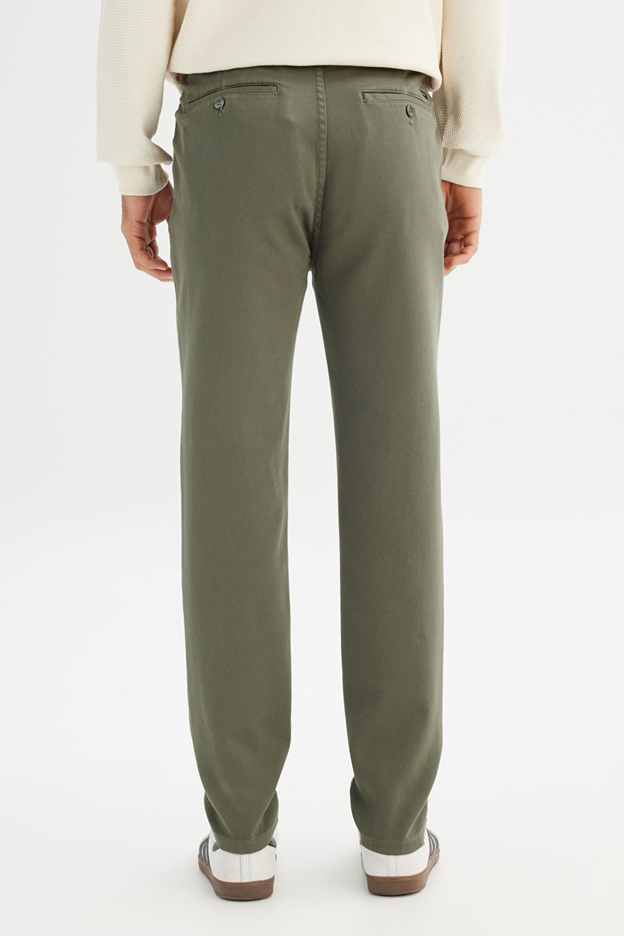 Regular Fit Normal Kesim Normal Bel Pamuklu Esnek Haki Chino Pantolon - KHAKI-LM0400001801 (görsel 5)