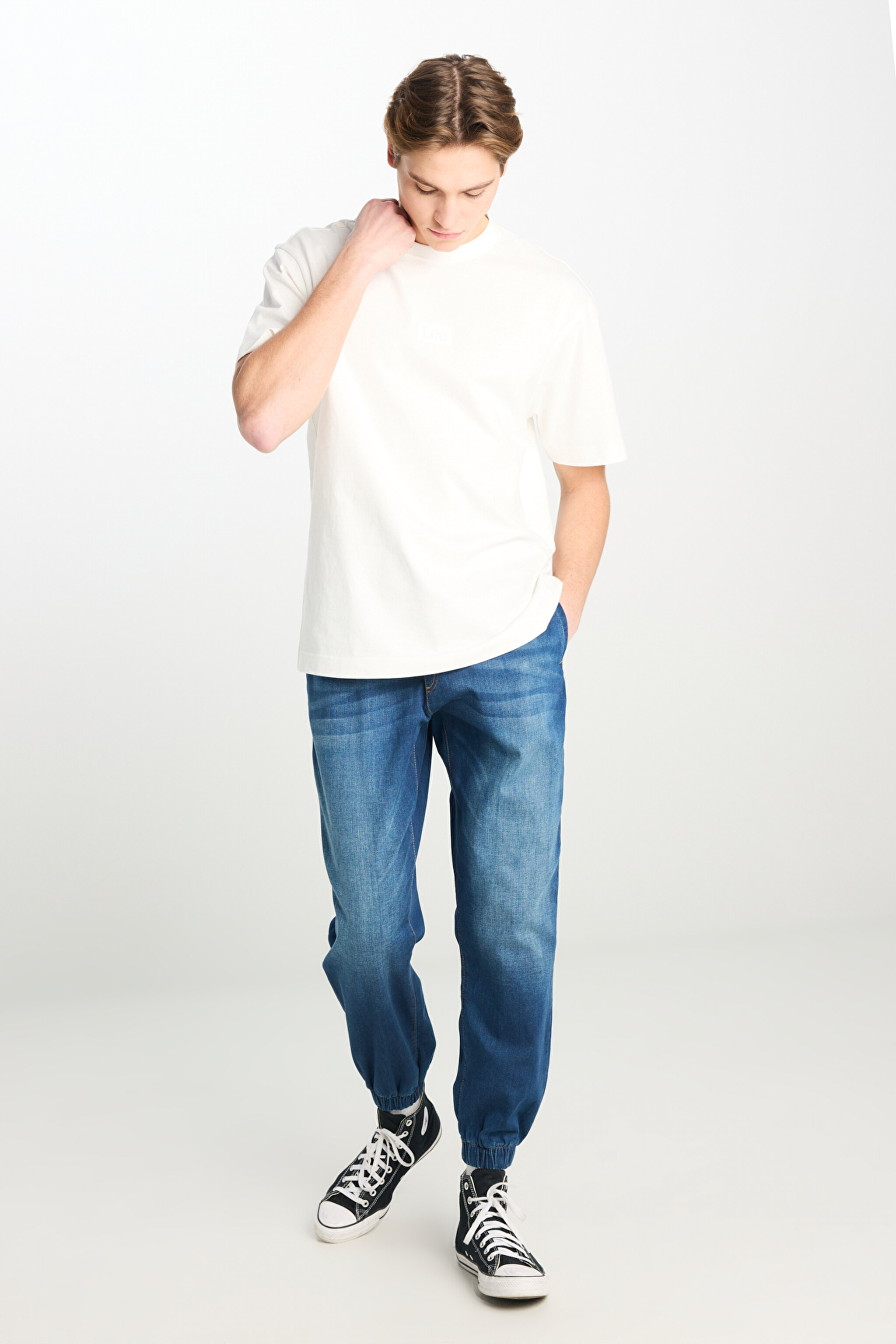 Regular Fit Normal Kesim Normal Bel Jogger Esnek Jean Kot  Pantolon - Mid Stone-LM0400414V (görsel 2)