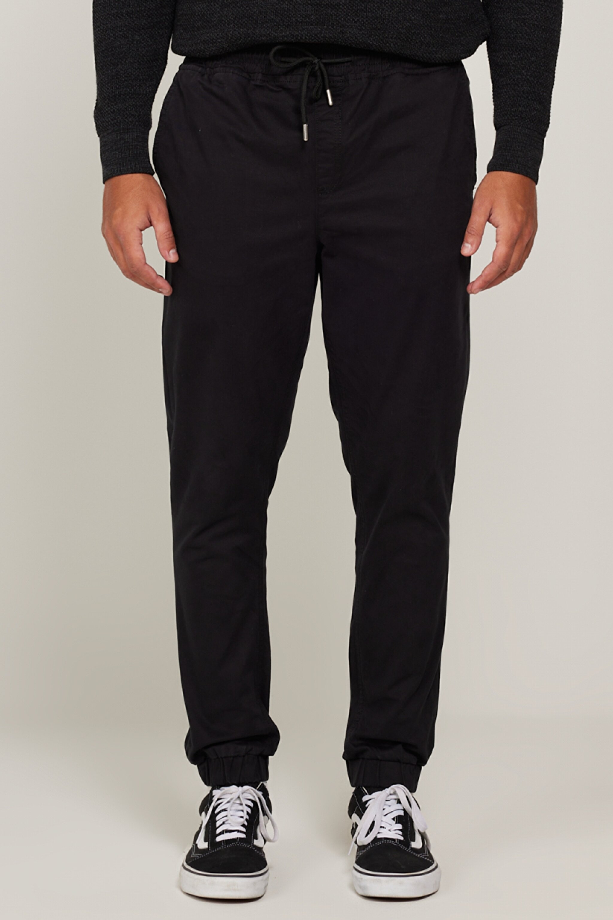 Regular Fit Normal Kesim Normal Bel Haki Esnek Jogger Pantolon - Black-LM04006001