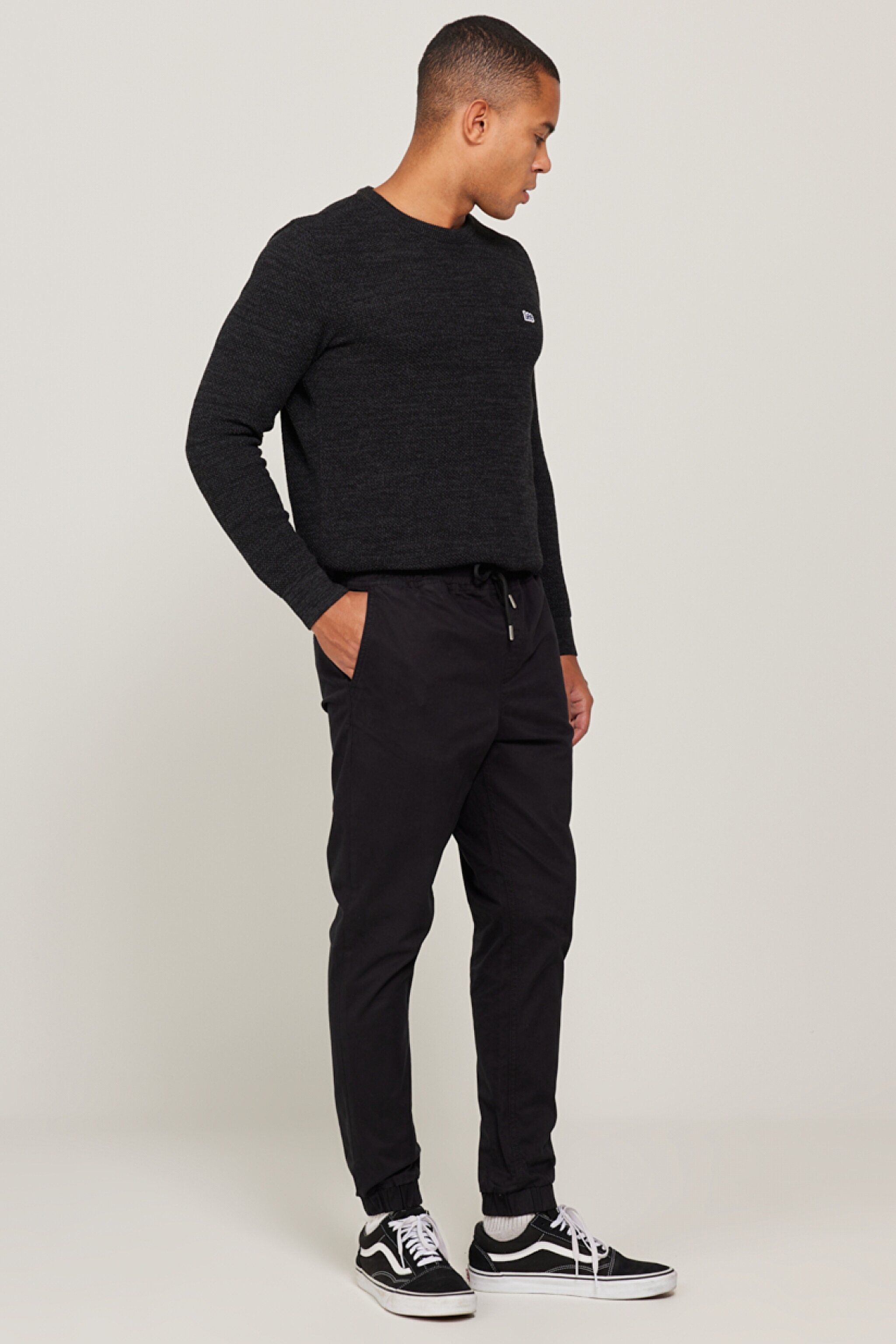 Regular Fit Normal Kesim Normal Bel Haki Esnek Jogger Pantolon - Black-LM04006001 (görsel 2)