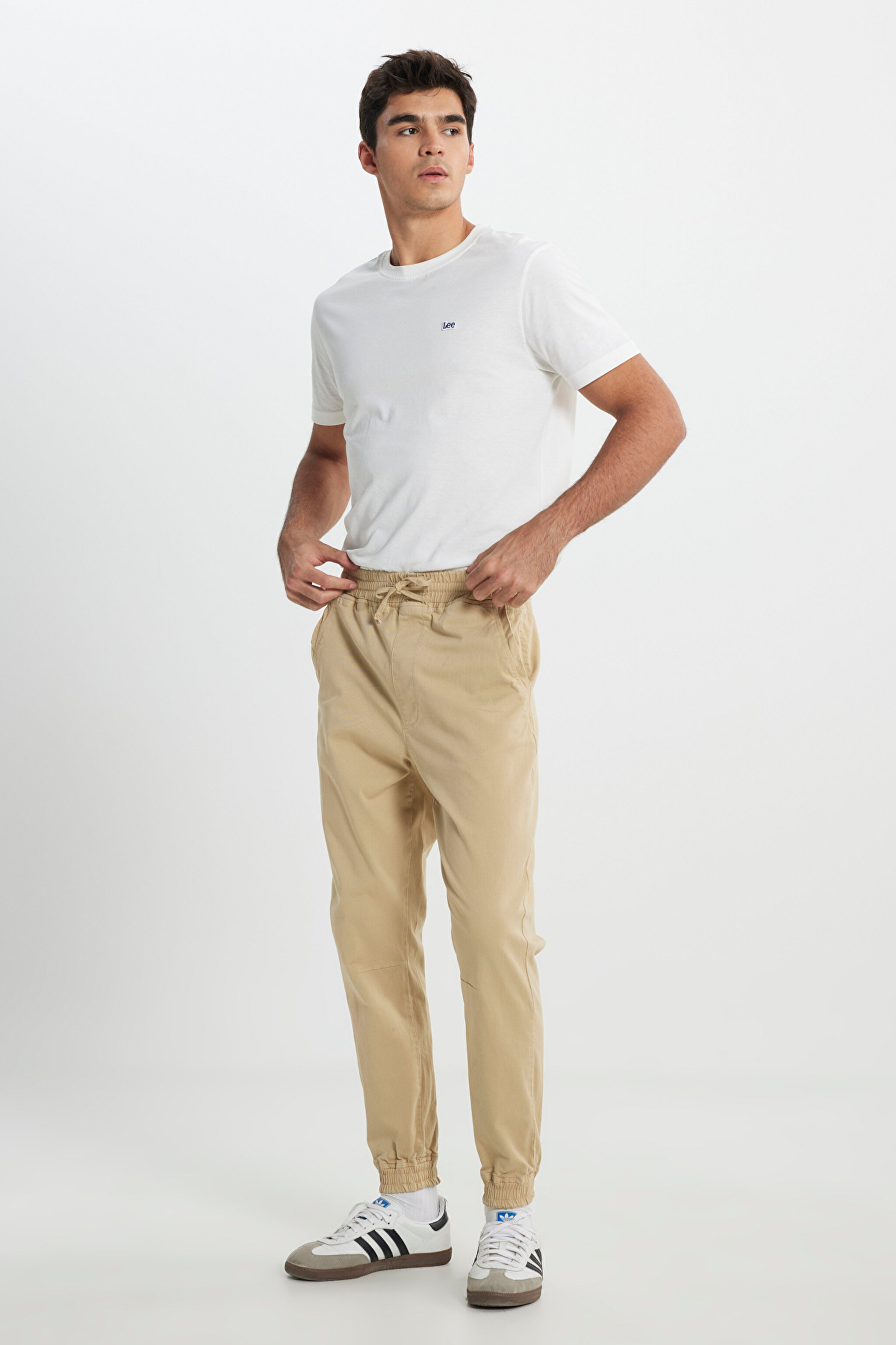 Regular Fit Normal Kesim Normal Bel Bej Esnek Jogger Pantolon