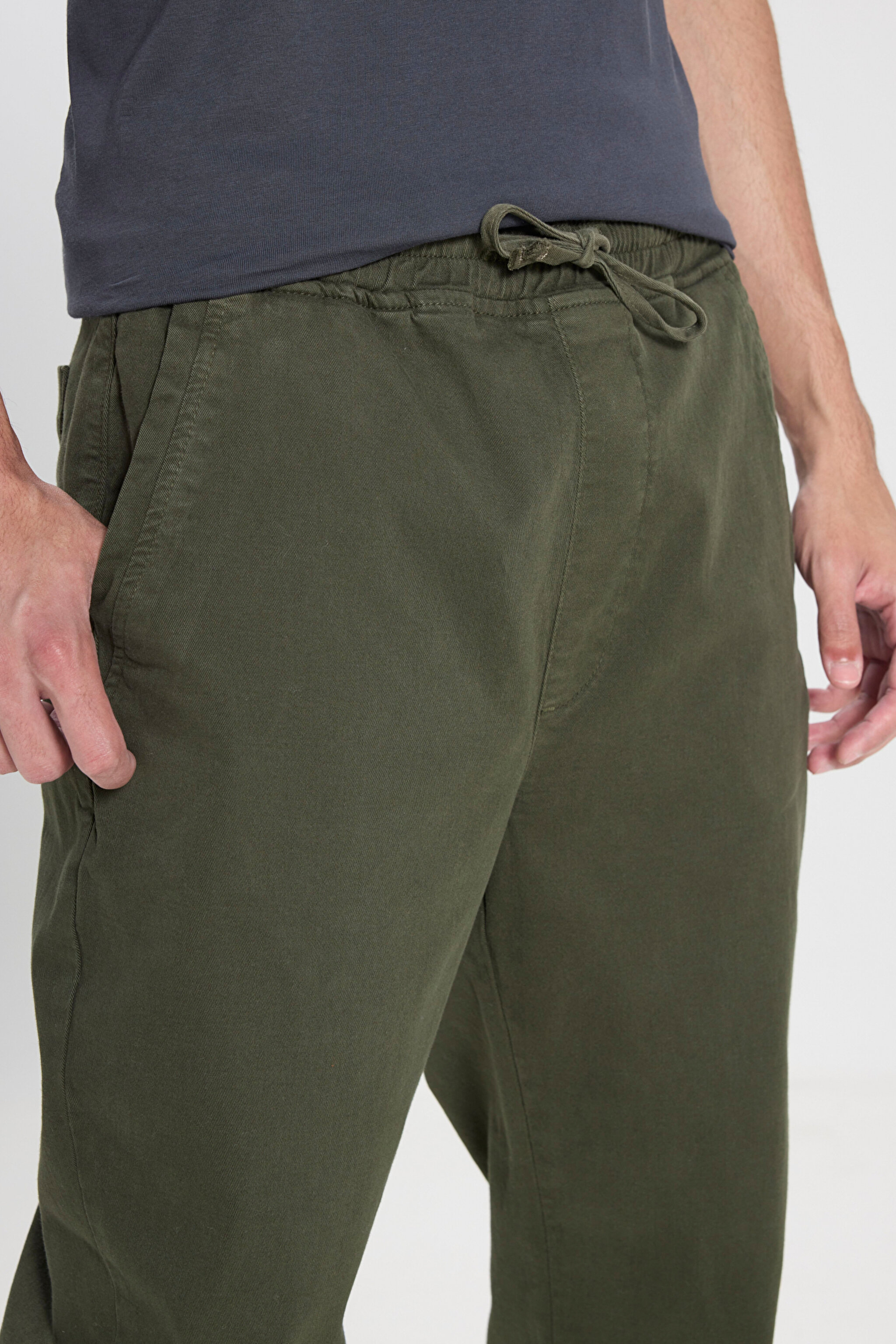 Regular Fit Normal Kesim Normal Bel Haki Esnek Jogger Pantolon - Khaki-LM04007801 (görsel 4)
