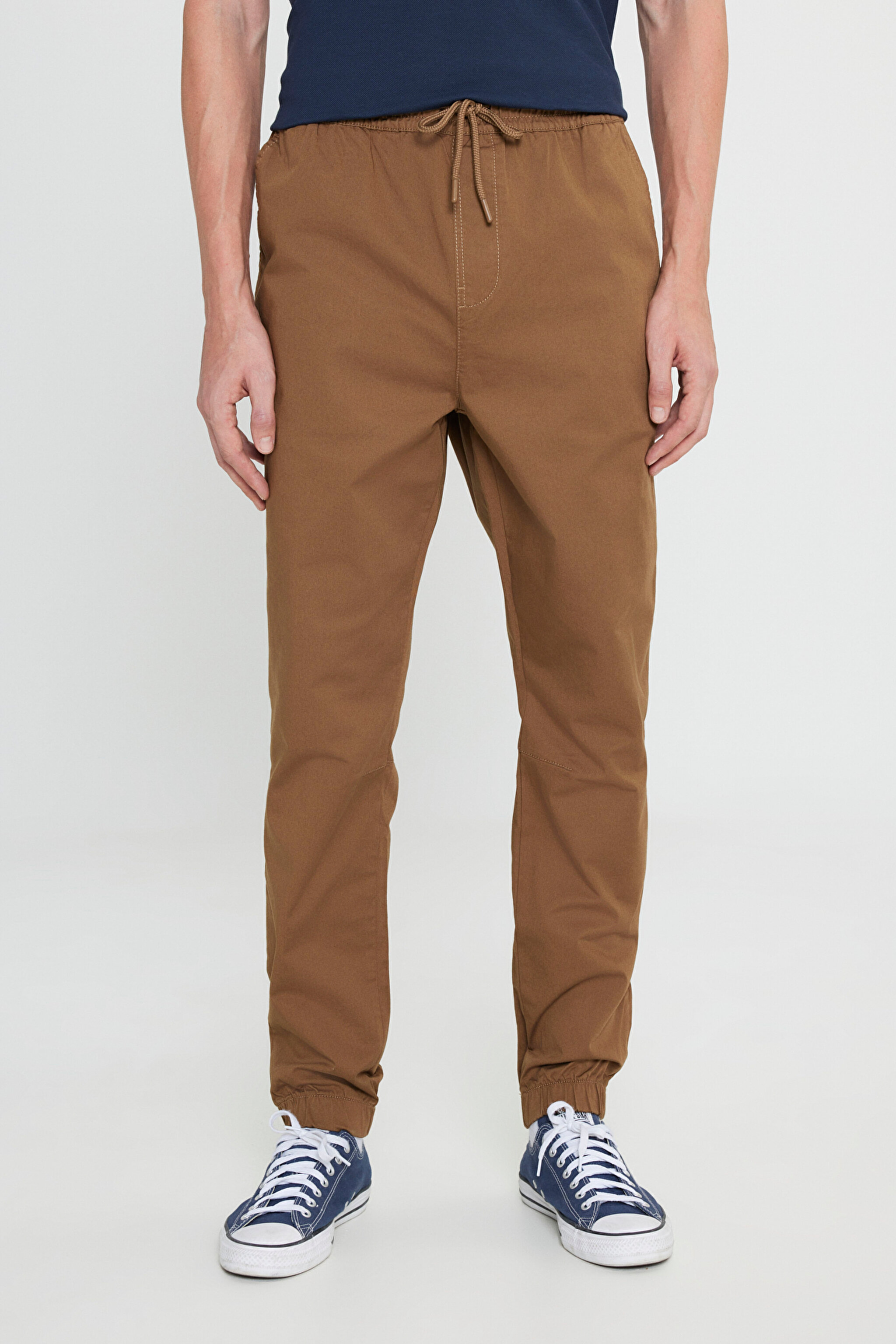 Regular Fit Normal Kesim Normal Bel Dar Paça Haki Jogger Pantolon - Camel-LM04008211 (görsel 3)