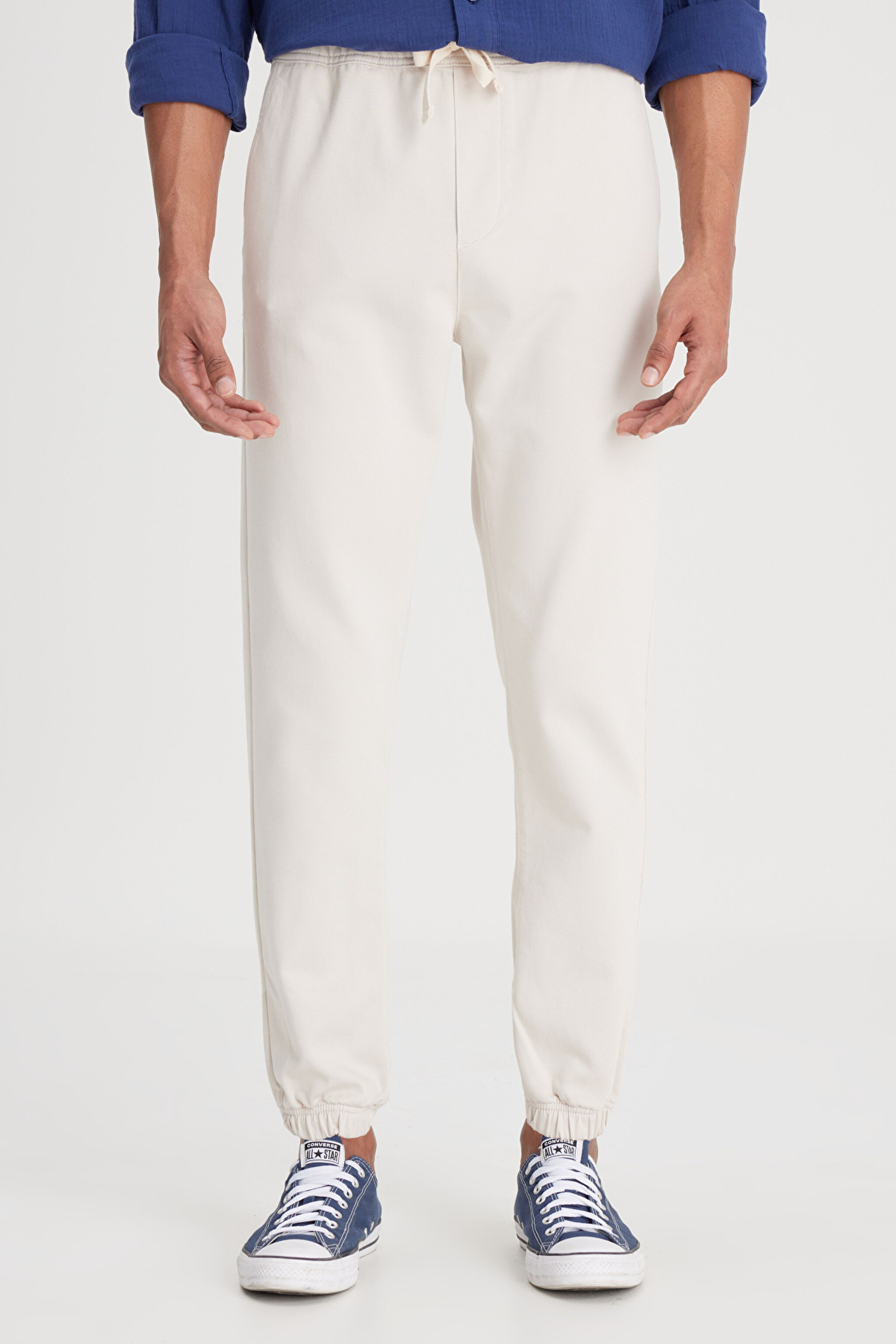 Slim Fit Dar Kesim Normal Bel Dar Paça Taş Rengi Jogger Pantolon - Stone-LM04009013 (görsel 5)
