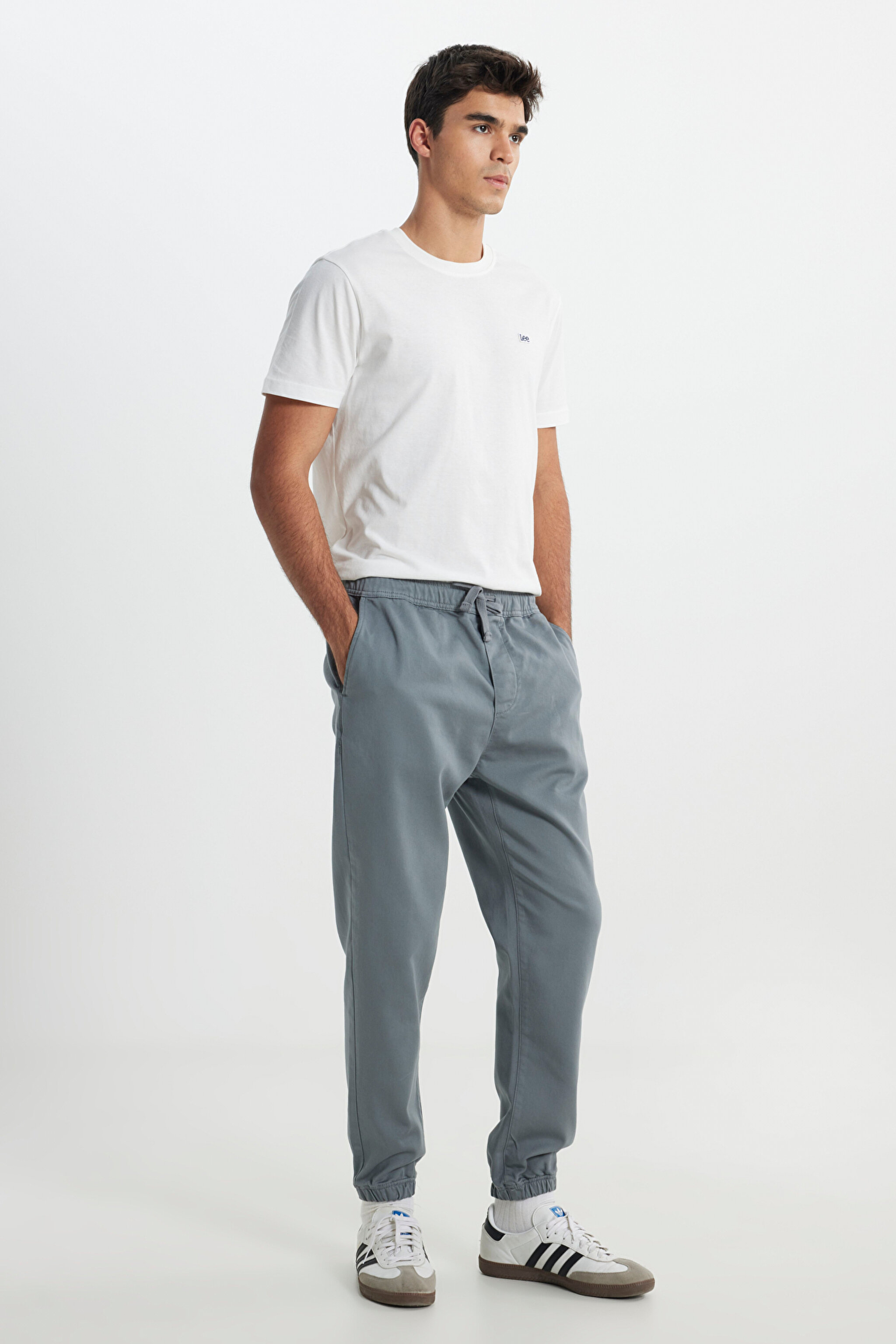 Slim Fit Dar Kesim Normal Bel Dar Paça Lacivert Jogger Pantolon - Gray-LM04009035