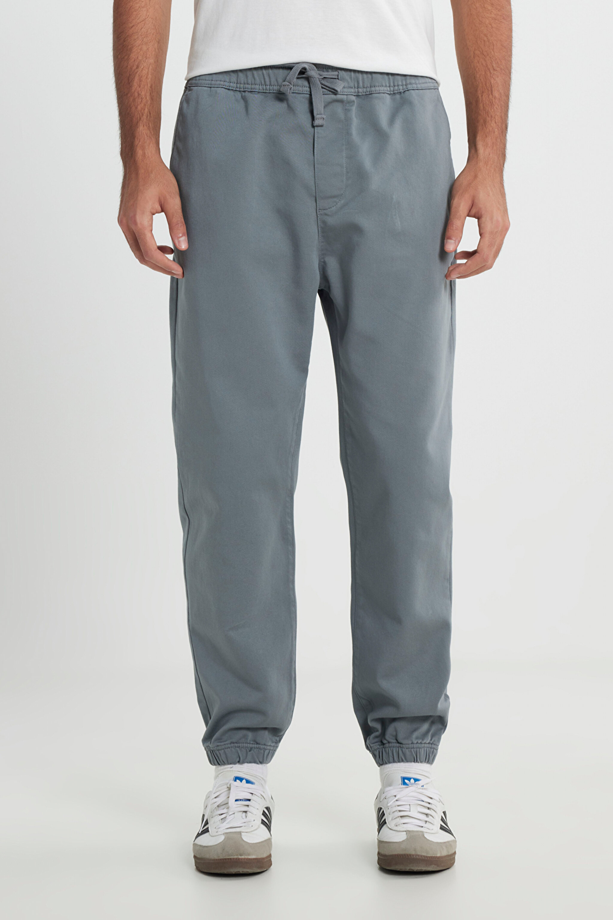 Slim Fit Dar Kesim Normal Bel Dar Paça Lacivert Jogger Pantolon - Gray-LM04009035 (görsel 3)