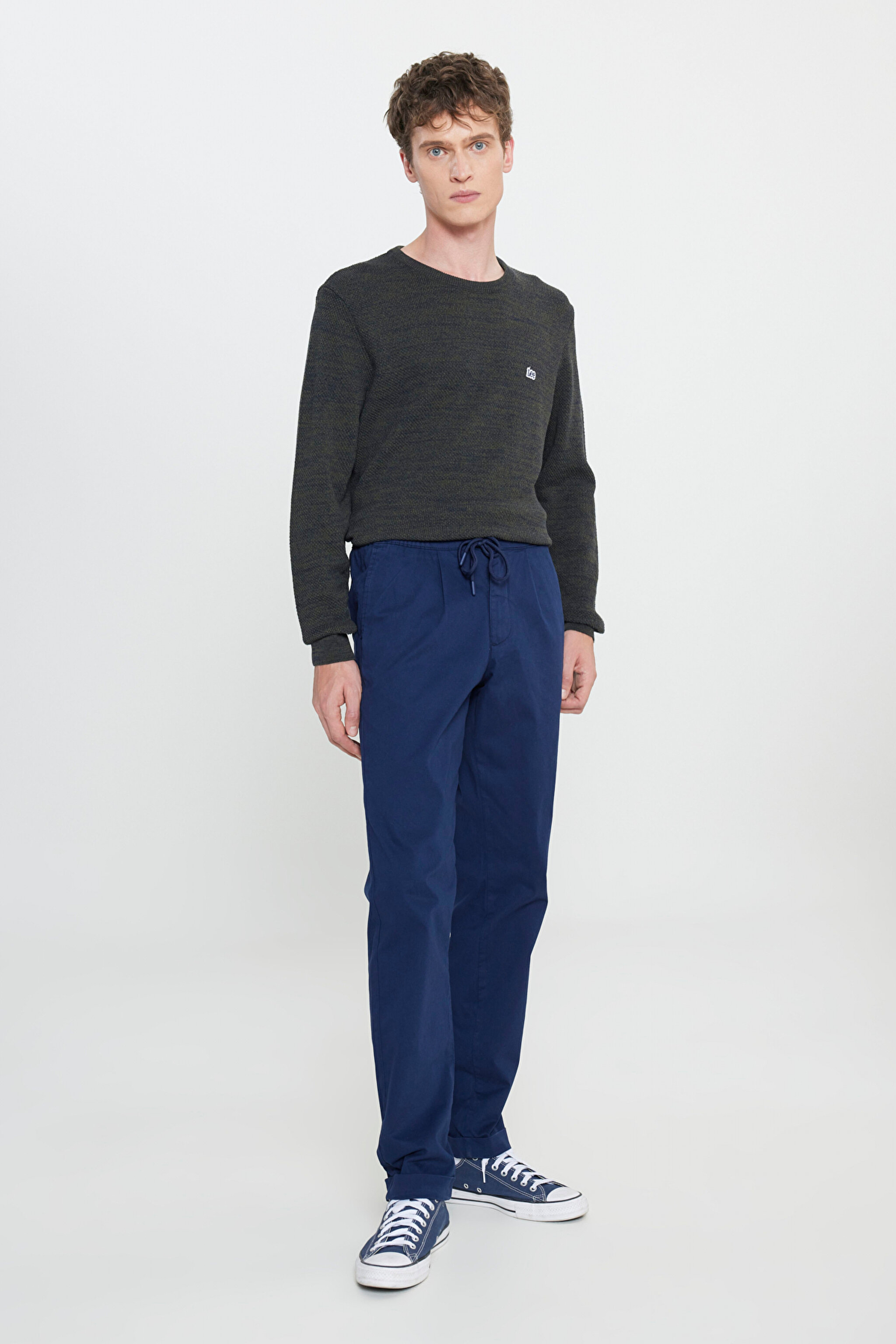 Relaxed Fit Geniş Kesim Lacivert Chino Pantolon - Navy-LM04011410