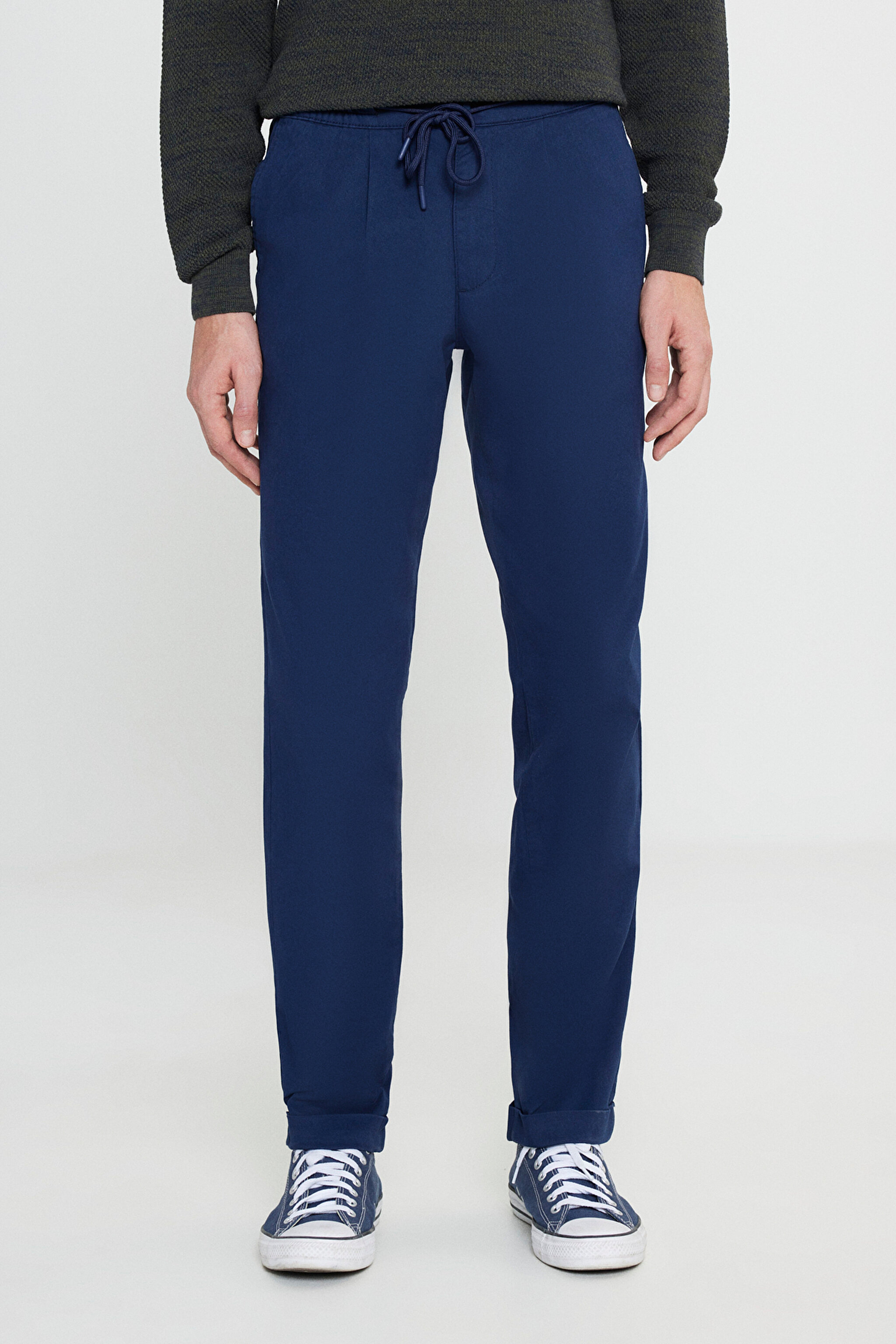 Relaxed Fit Geniş Kesim Lacivert Chino Pantolon - Navy-LM04011410 (görsel 3)