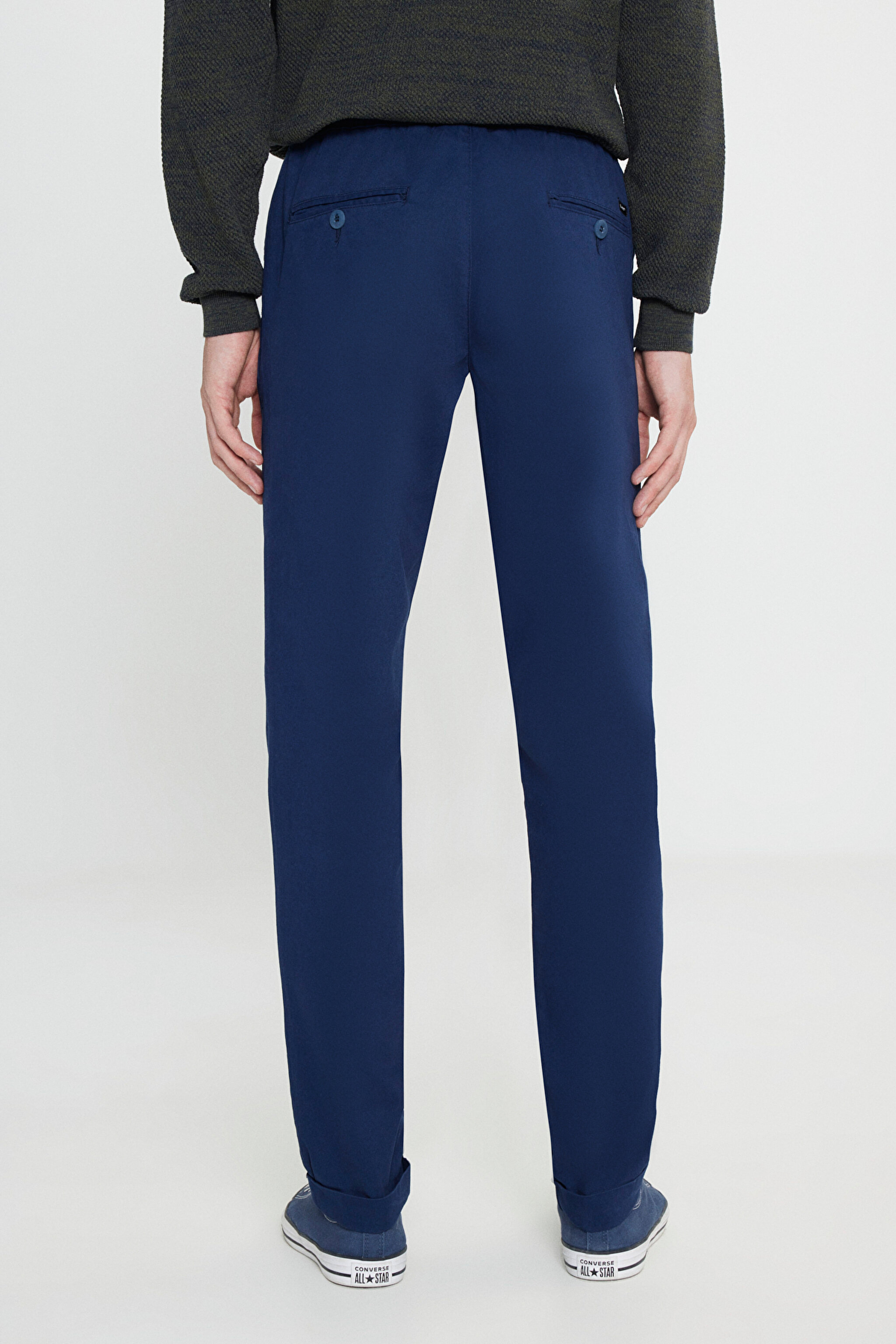 Relaxed Fit Geniş Kesim Lacivert Chino Pantolon - Navy-LM04011410 (görsel 4)
