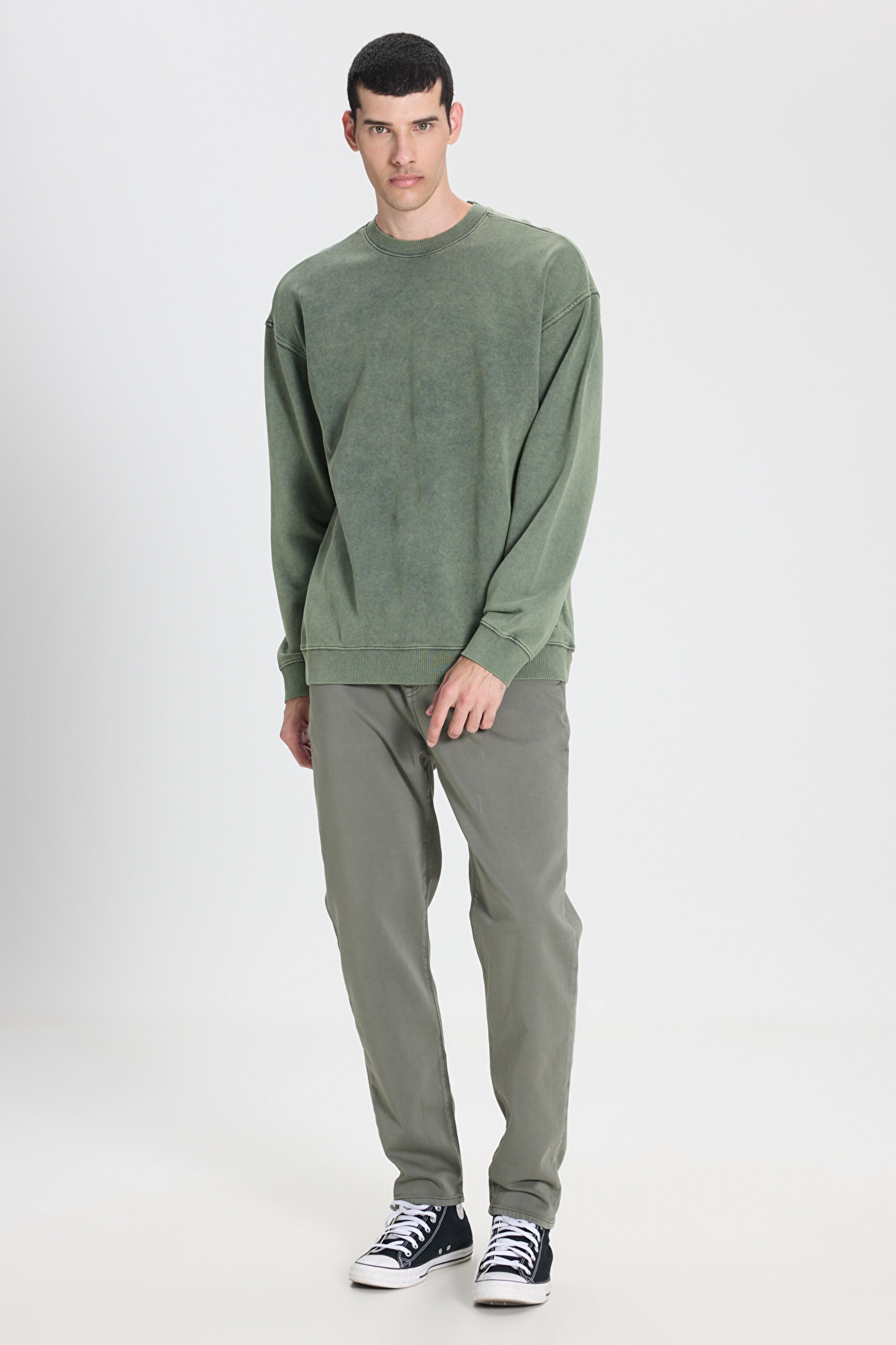 Slim Fit Dar Kesim Normal Bel Haki Esnek Jogger Pantolon - Khaki-LM043002801 (görsel 2)