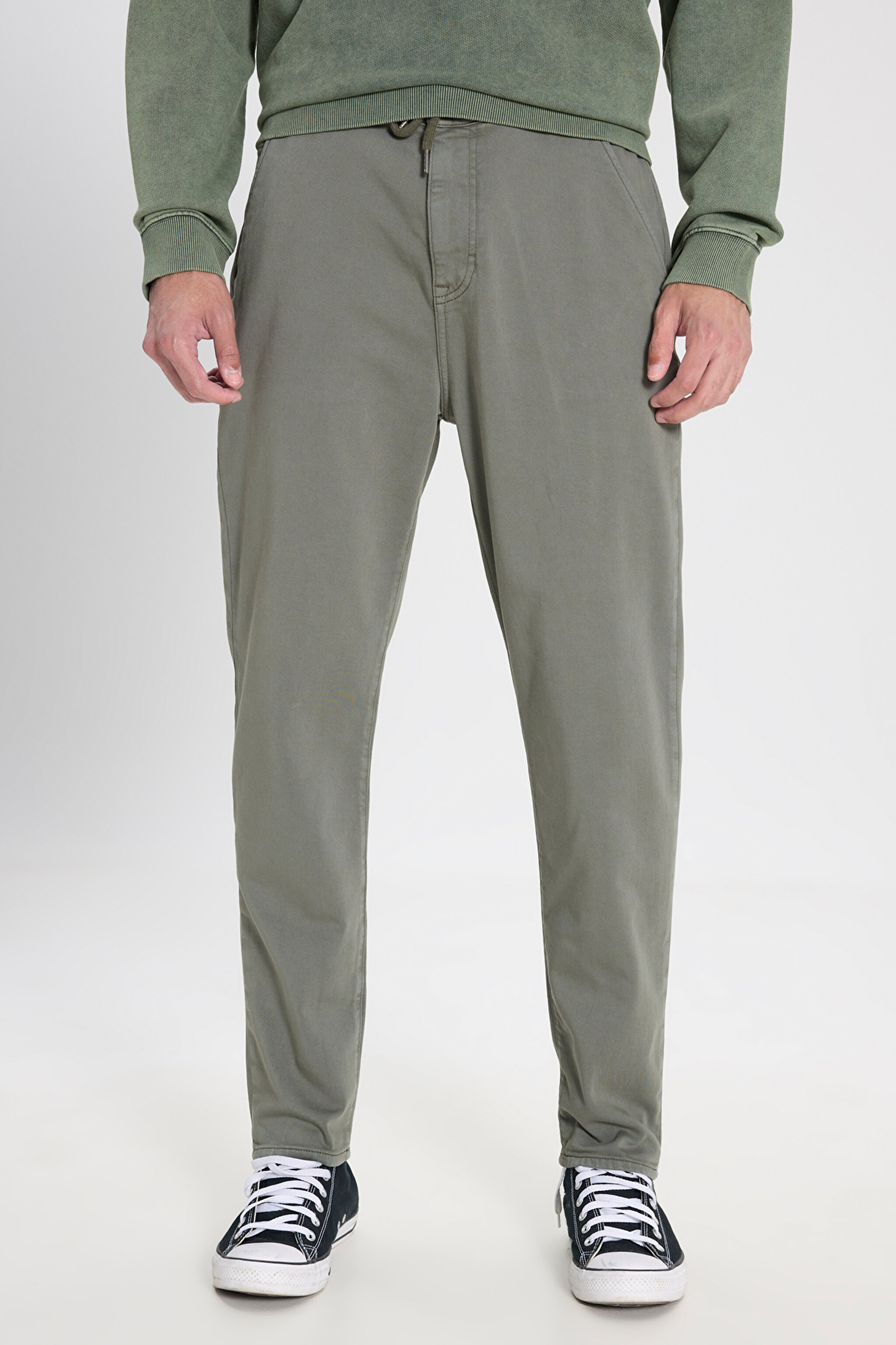 Slim Fit Dar Kesim Normal Bel Haki Esnek Jogger Pantolon - Khaki-LM043002801 (görsel 3)