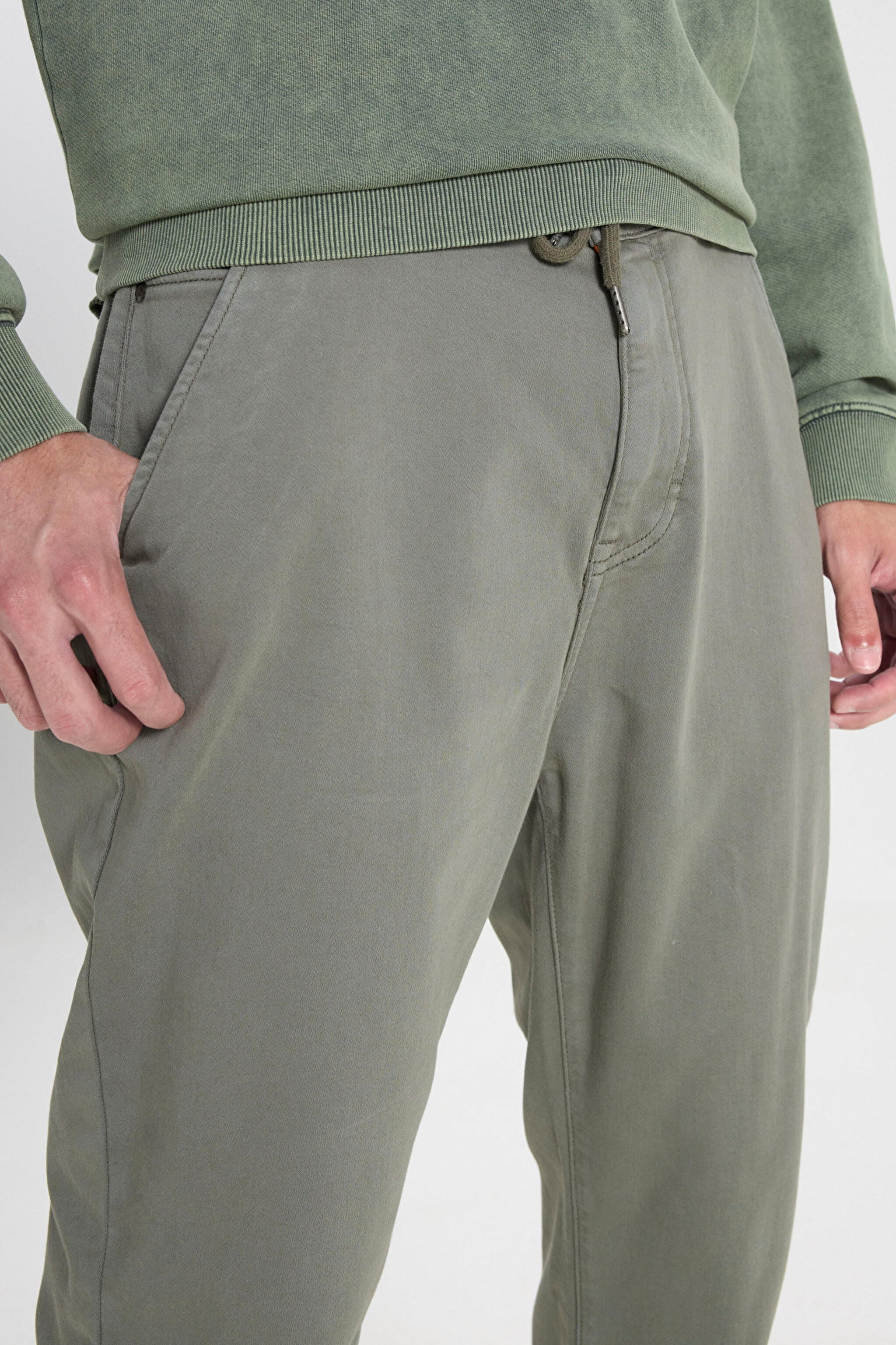 Slim Fit Dar Kesim Normal Bel Haki Esnek Jogger Pantolon - Khaki-LM043002801 (görsel 4)