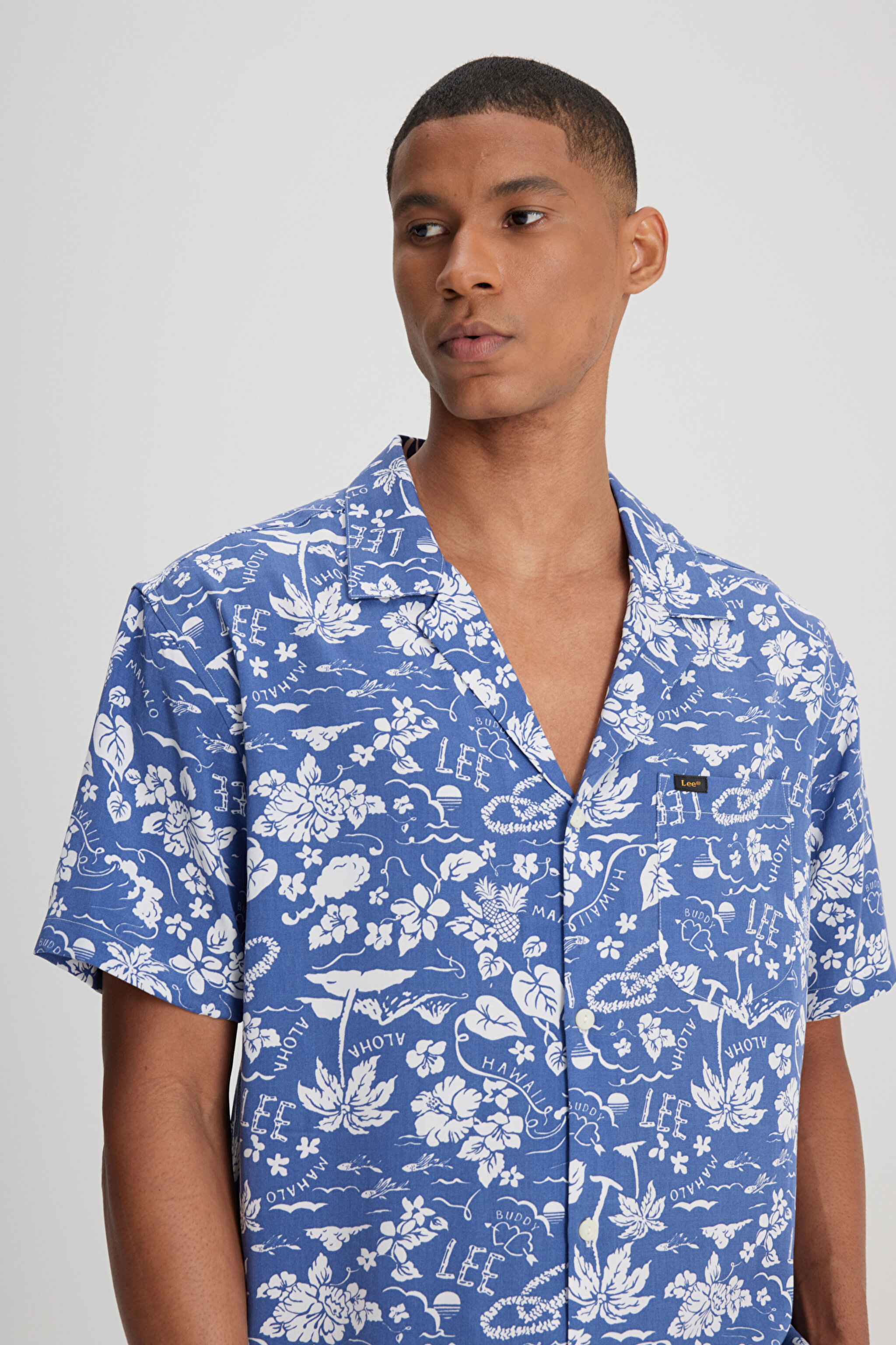 Relaxed Fit Geniş Kesim Kısa Kollu Lacivert Gömlek - Surf Blue-LM28205298QF (görsel 4)