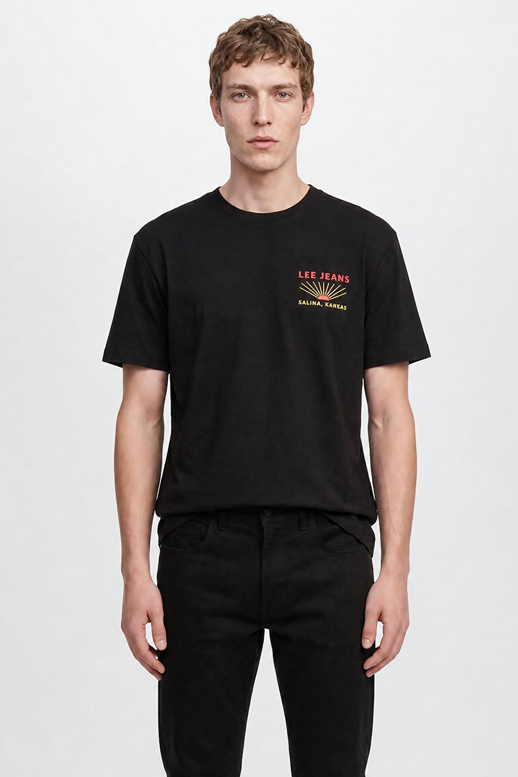 %100 Pamuk Relaxed Fit Geniş Kesim Bisiklet Yaka Siyah Tişört - Unionall Black-LM828731520 (görsel 3)