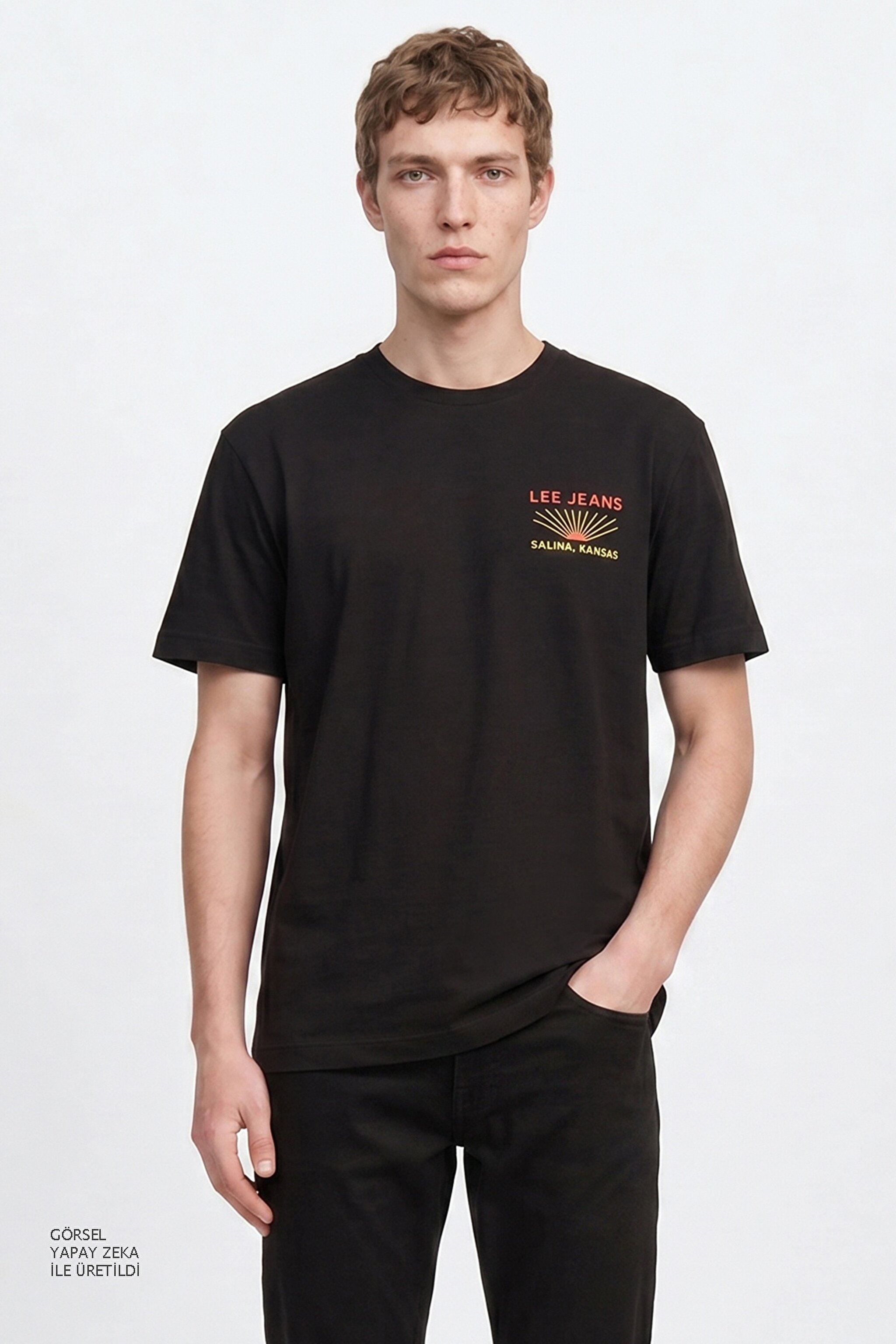 %100 Pamuk Relaxed Fit Geniş Kesim Bisiklet Yaka Siyah Tişört - Unionall Black-LM828731520