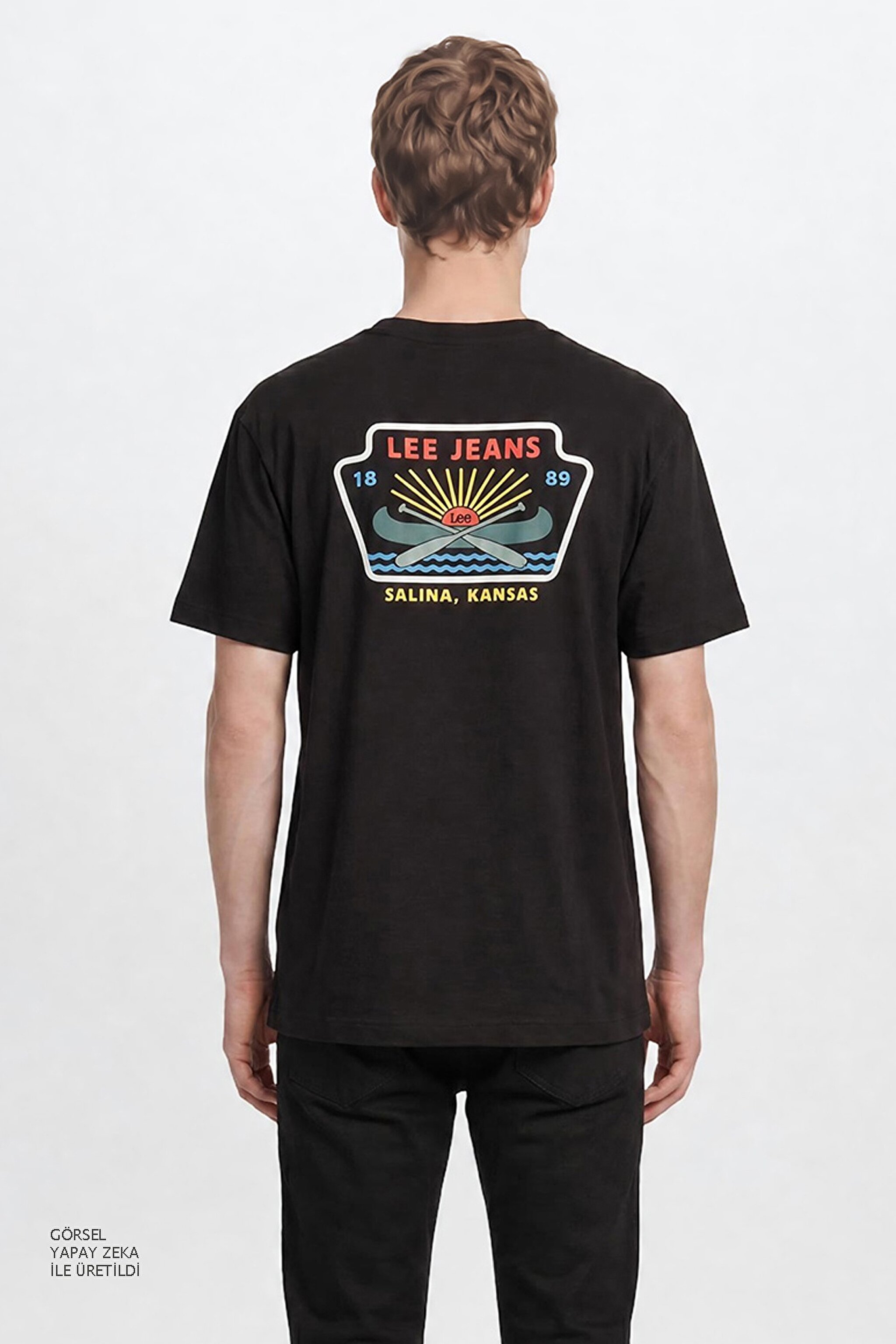 %100 Pamuk Relaxed Fit Geniş Kesim Bisiklet Yaka Siyah Tişört - Unionall Black-LM828731520 (görsel 2)