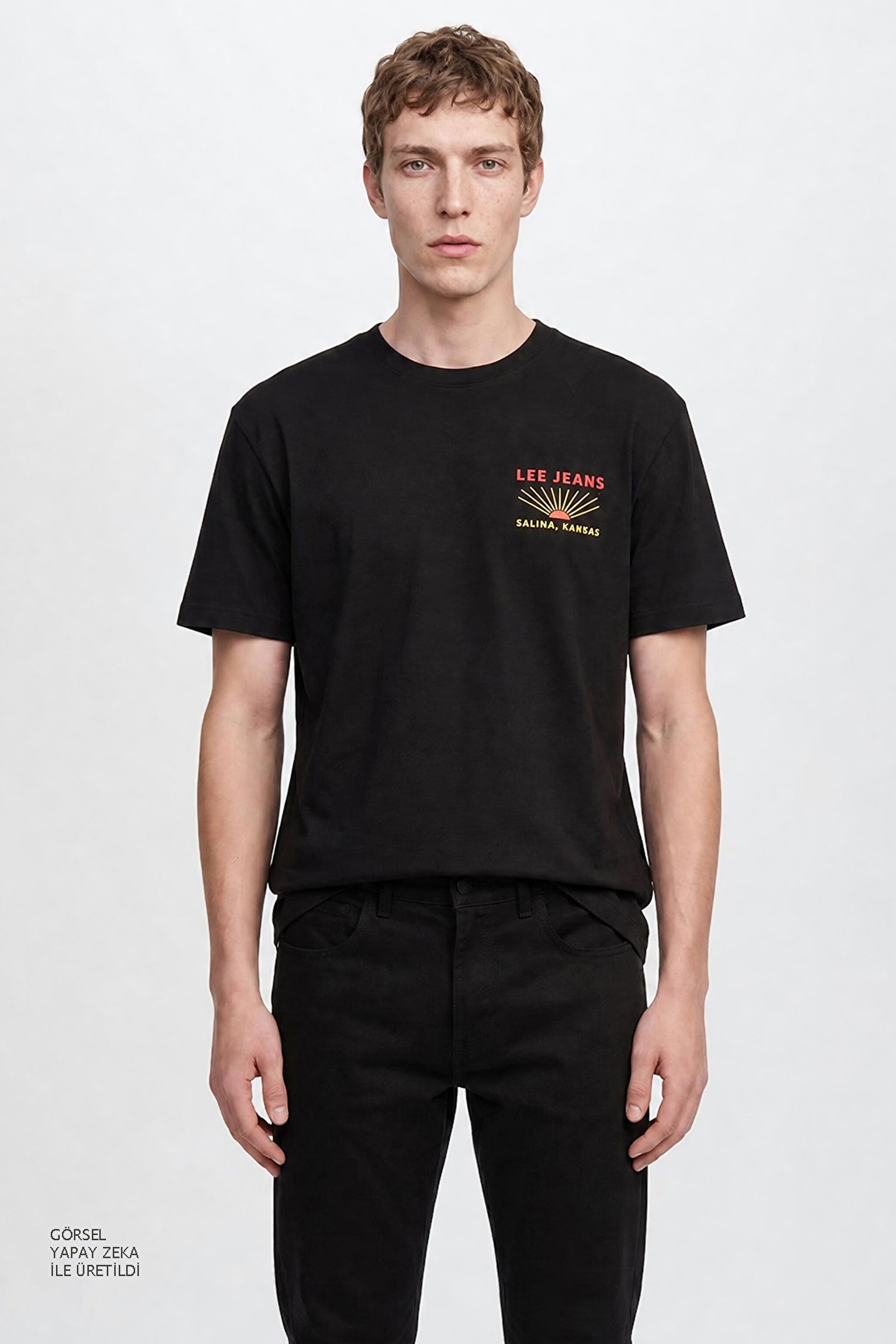 %100 Pamuk Relaxed Fit Geniş Kesim Bisiklet Yaka Siyah Tişört - Unionall Black-LM828731520 (görsel 3)