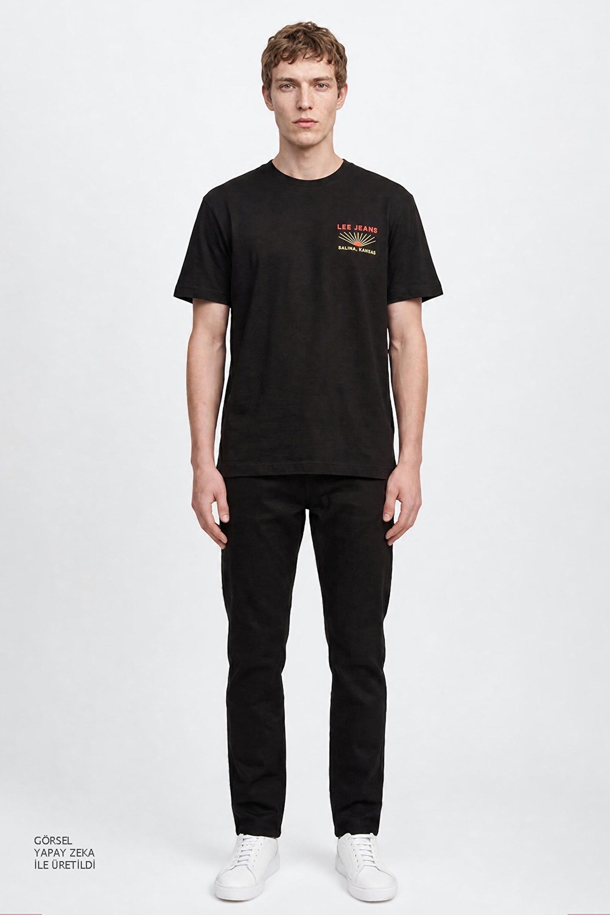 %100 Pamuk Relaxed Fit Geniş Kesim Bisiklet Yaka Siyah Tişört - Unionall Black-LM828731520 (görsel 4)