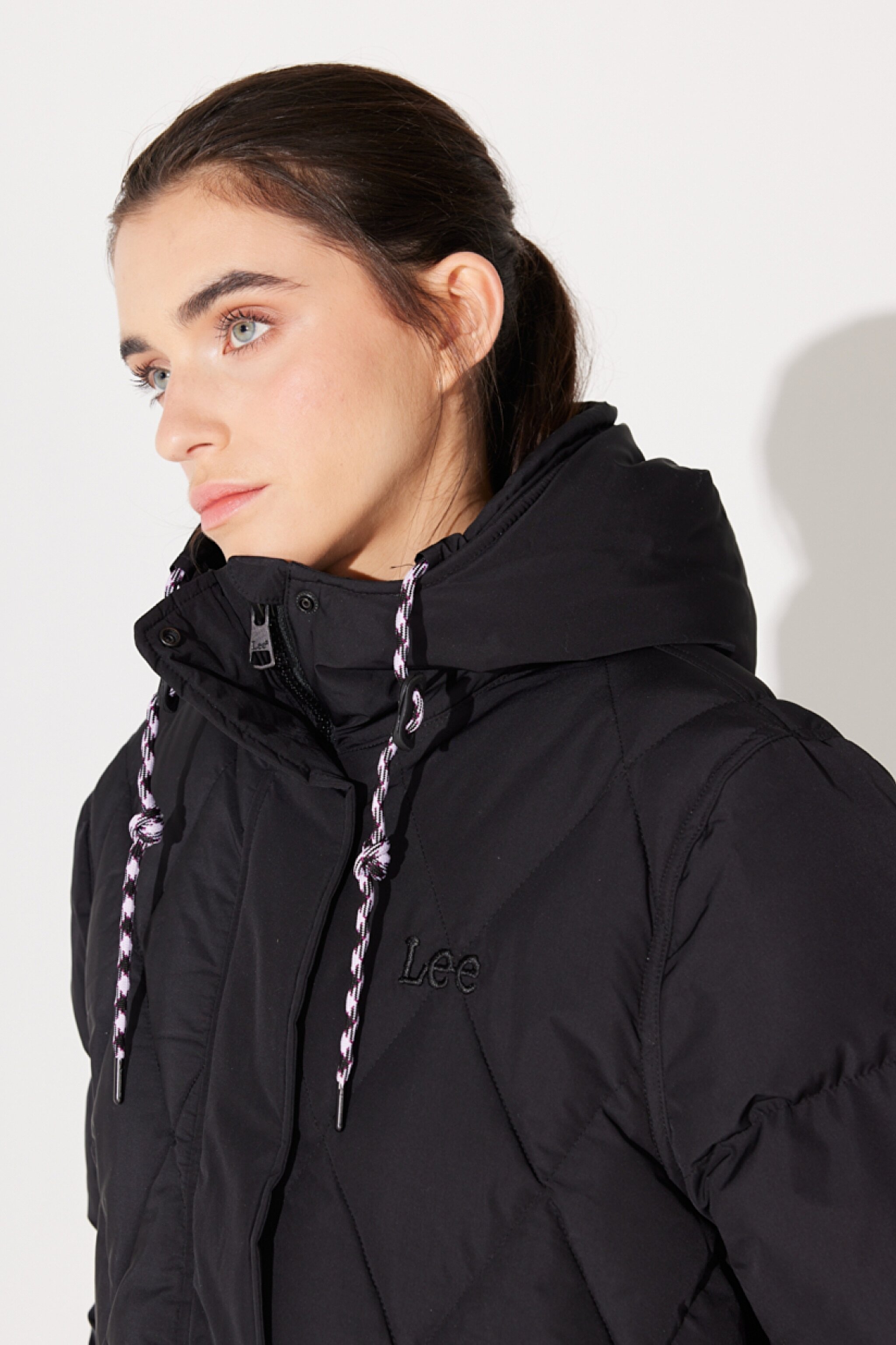 Loose Fit Rahat Kesim Kapüşonlu Siyah Şişme Mont - Unionall Blk-LQ52EVA76 (görsel 5)