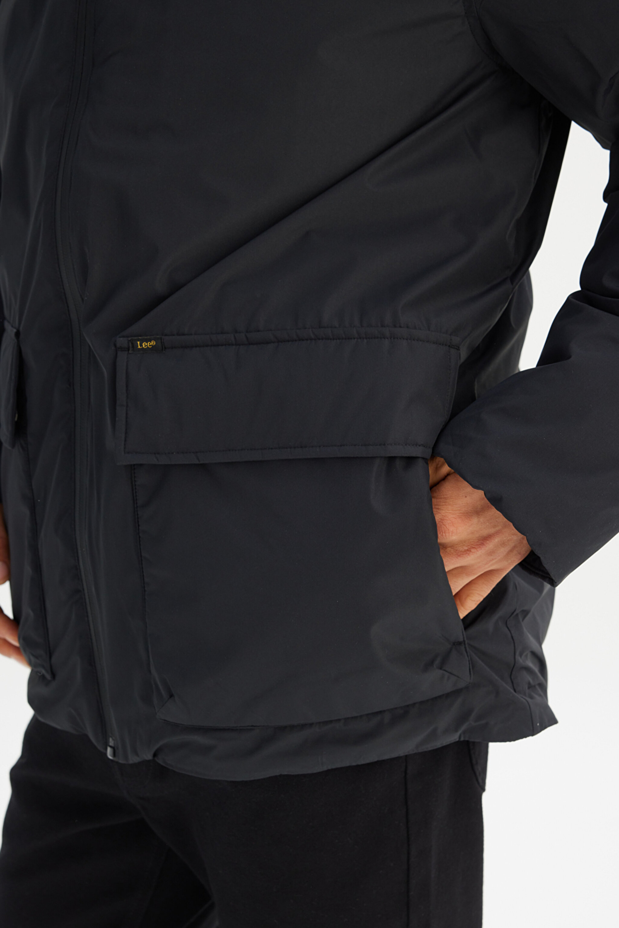 Regular Fit Normal Kesim Kapüşonlu Cepli Puffer Şişme Mont - Black-LR317064001 (görsel 5)