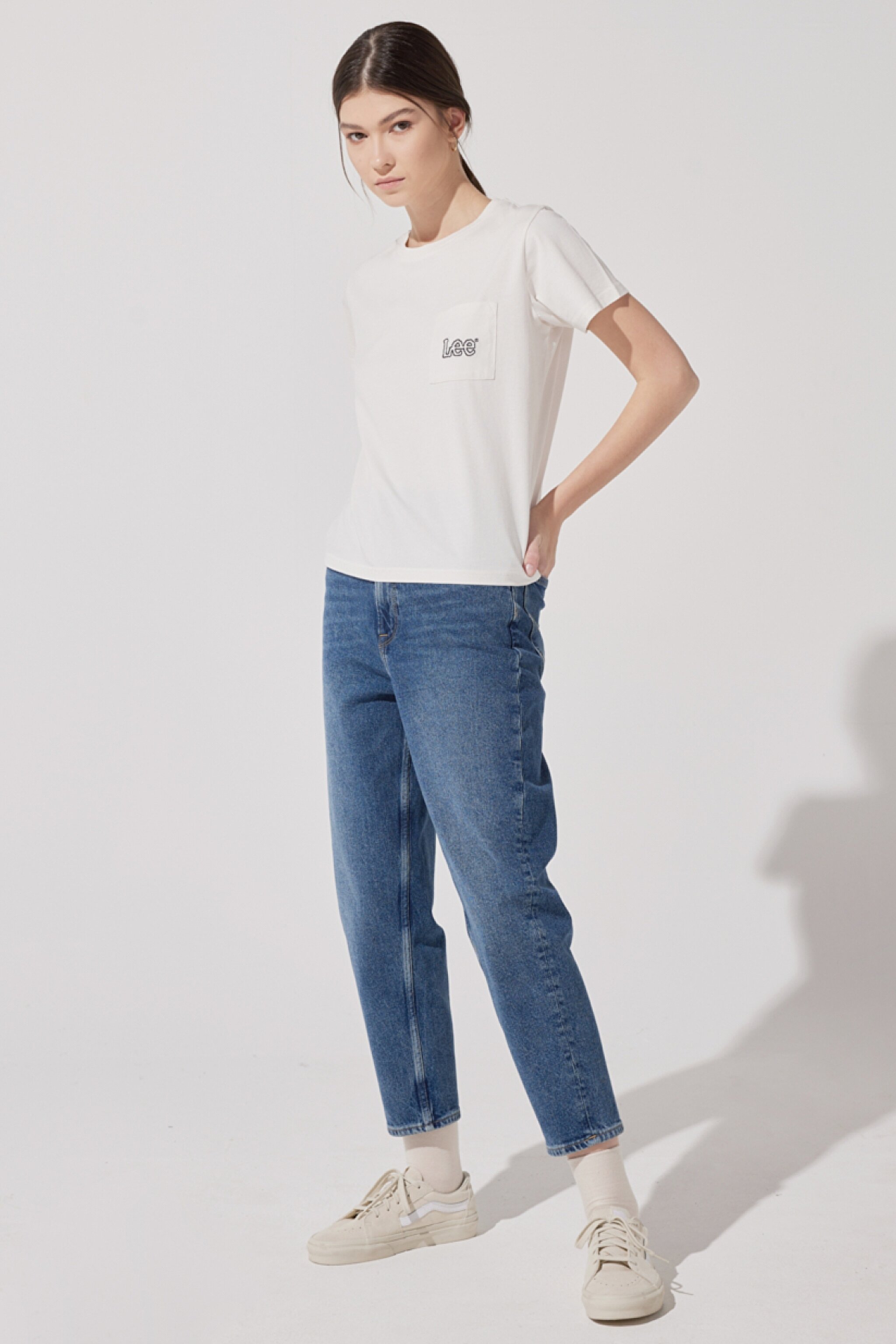 Regular Fit Normal Kesim %100 Pamuk Bisiklet Yaka Kırık Beyaz Tişört - Off White-LV01EHMK (görsel 3)