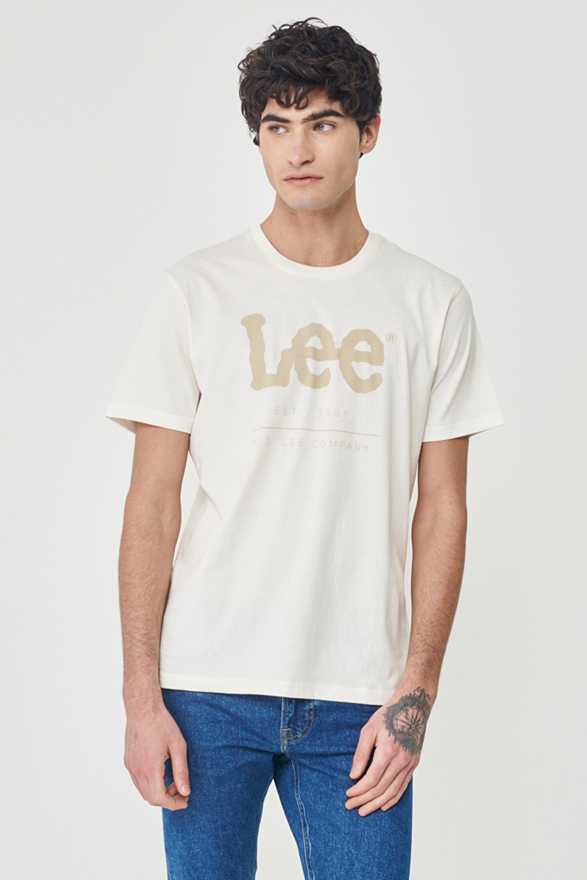 Regular Fit Normal Kesim %100 Pamuk Bisiklet Yaka Kırık Beyaz Tişört - Off White-LV11FQMK (görsel 2)