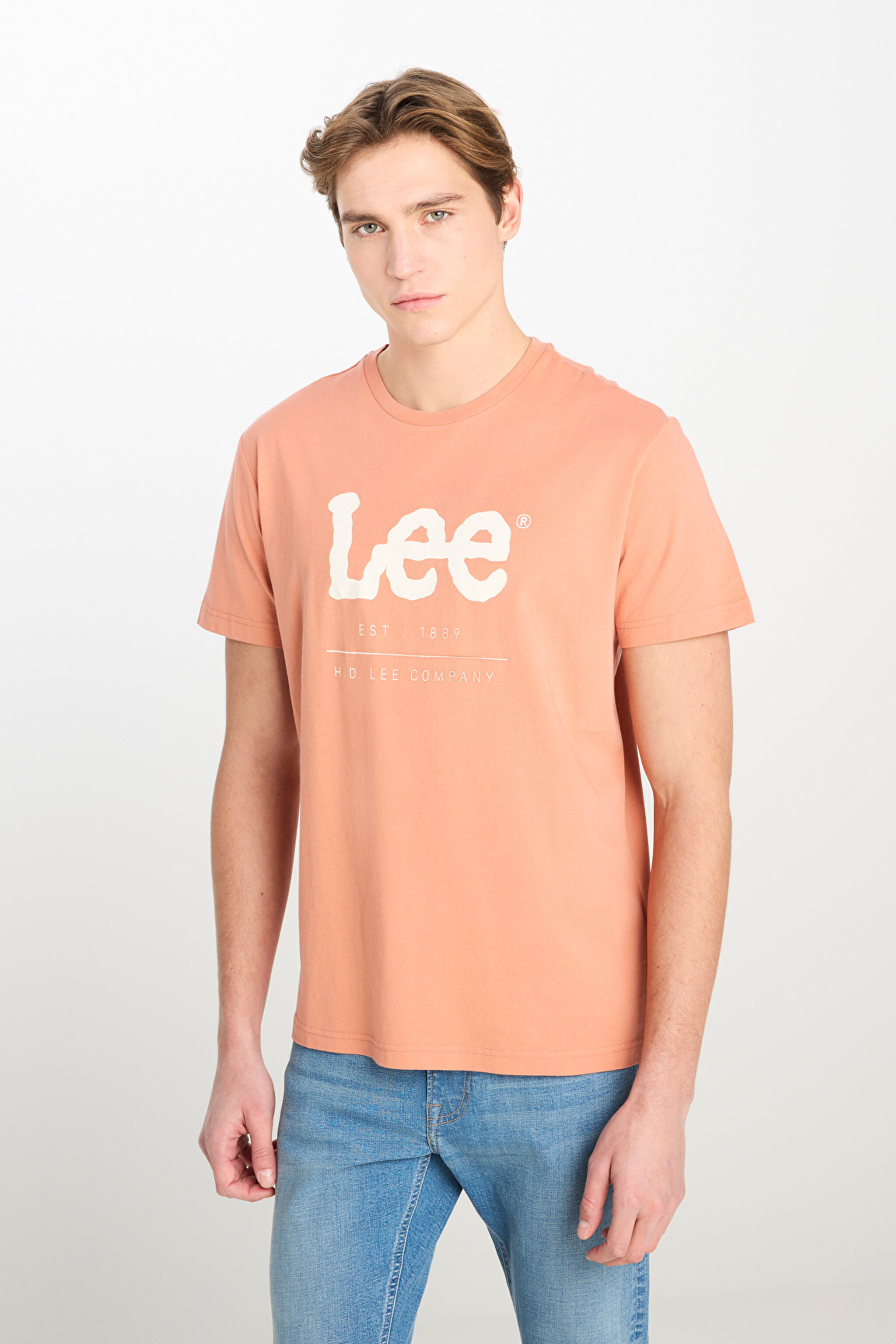 Regular Fit Normal Kesim %100 Pamuk Bisiklet Yaka Tişört - Rust-LV11FQUK