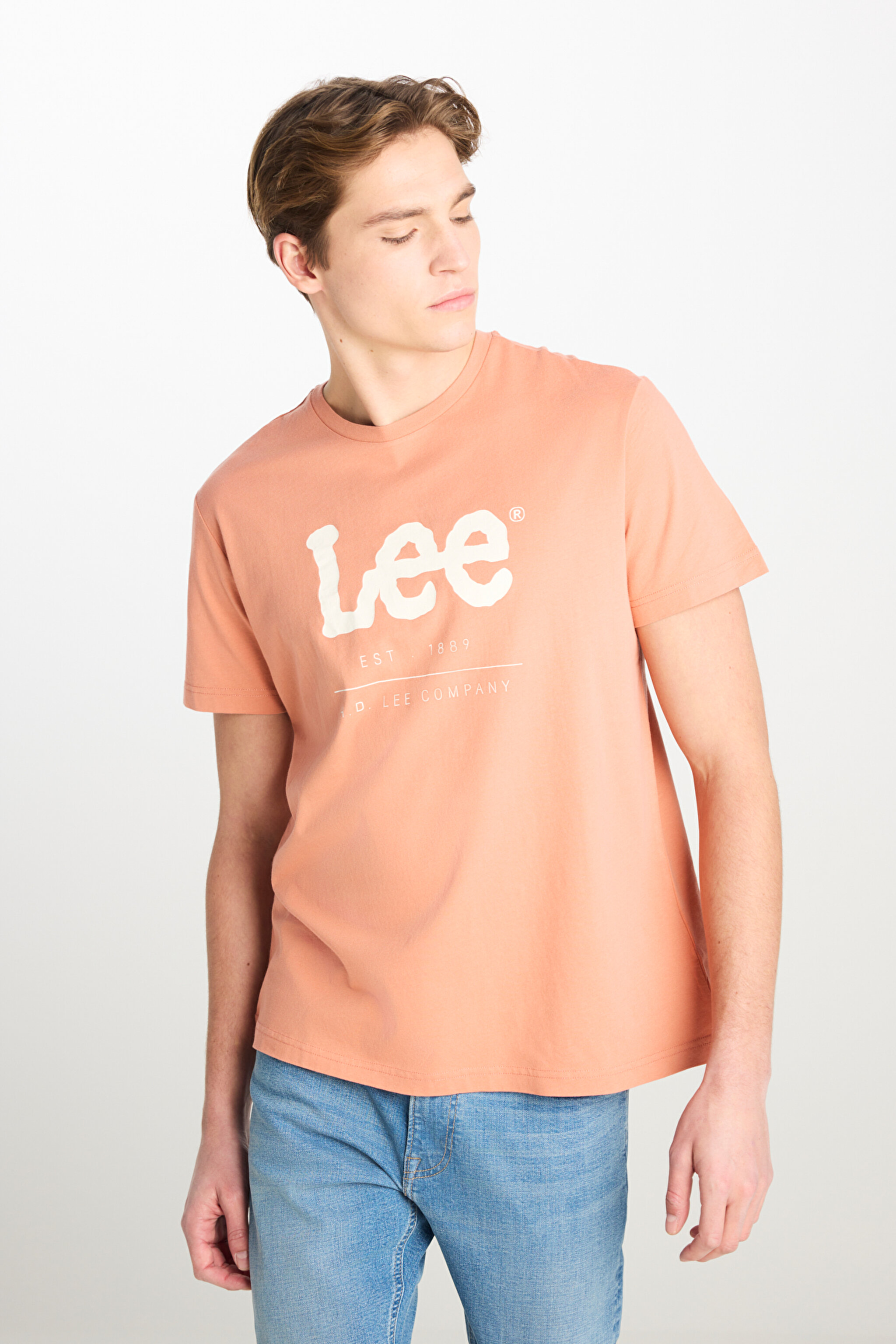 Regular Fit Normal Kesim %100 Pamuk Bisiklet Yaka Tişört - Rust-LV11FQUK (görsel 2)
