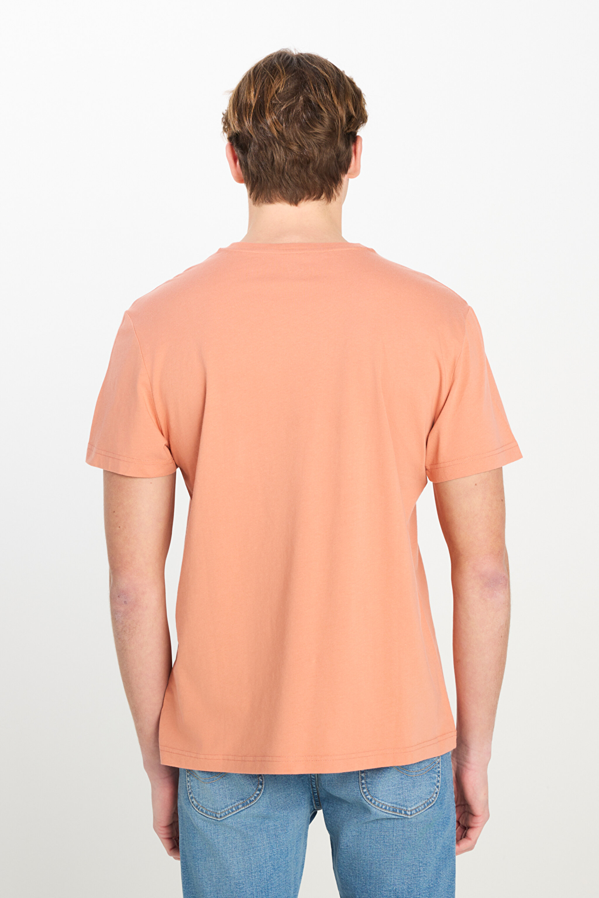 Regular Fit Normal Kesim %100 Pamuk Bisiklet Yaka Tişört - Rust-LV11FQUK (görsel 5)