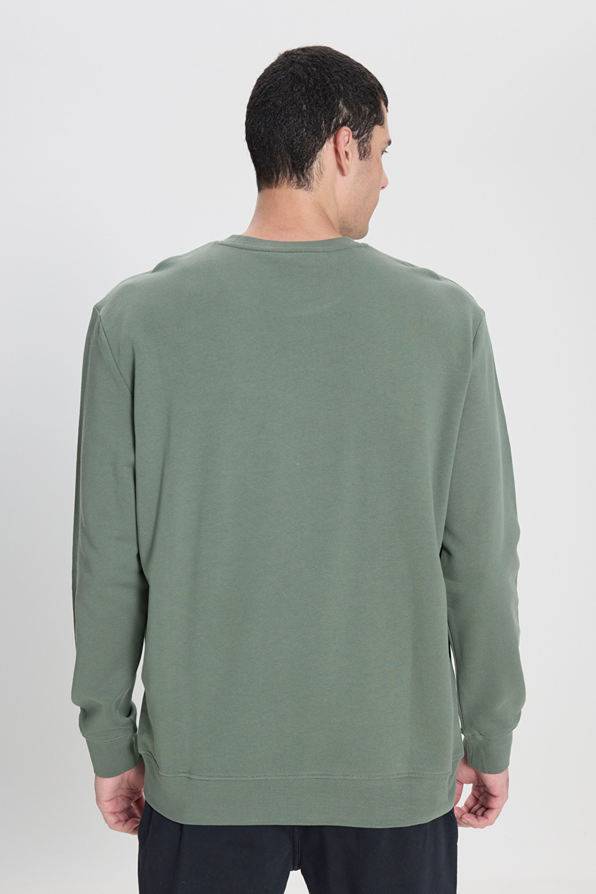 Regular Fit Normal Kesim %100 Pamuk Bisiklet Yaka Mint Yeşili Sweatshirt - Fort Green-LV25EJ43 (görsel 6)