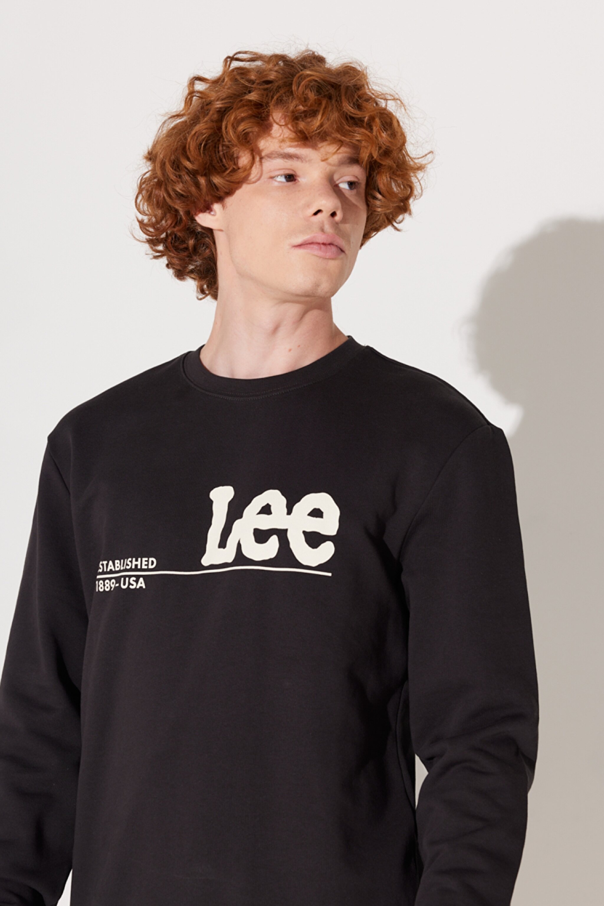 Regular Fit Normal Kesim %100 Pamuk Bisiklet Yaka Şardonlu Antrasit Sweatshirt - Washed Black-LV25EJON (görsel 3)