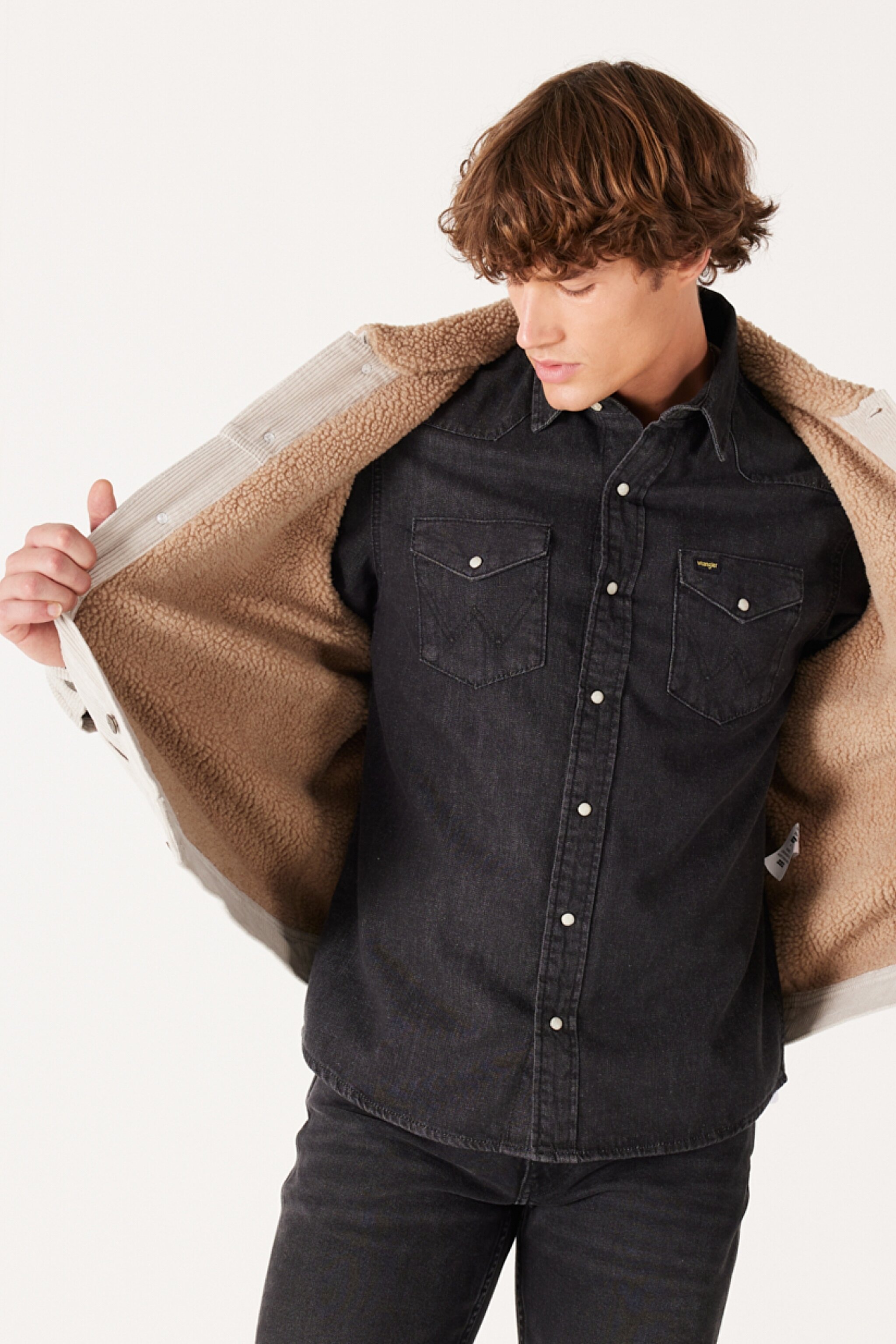 Regular Fit Normal Kesim %100 Pamuk Sherpa Yaka Bej Kadife Ceket - Salina Stone-LV50OOE32 (görsel 6)