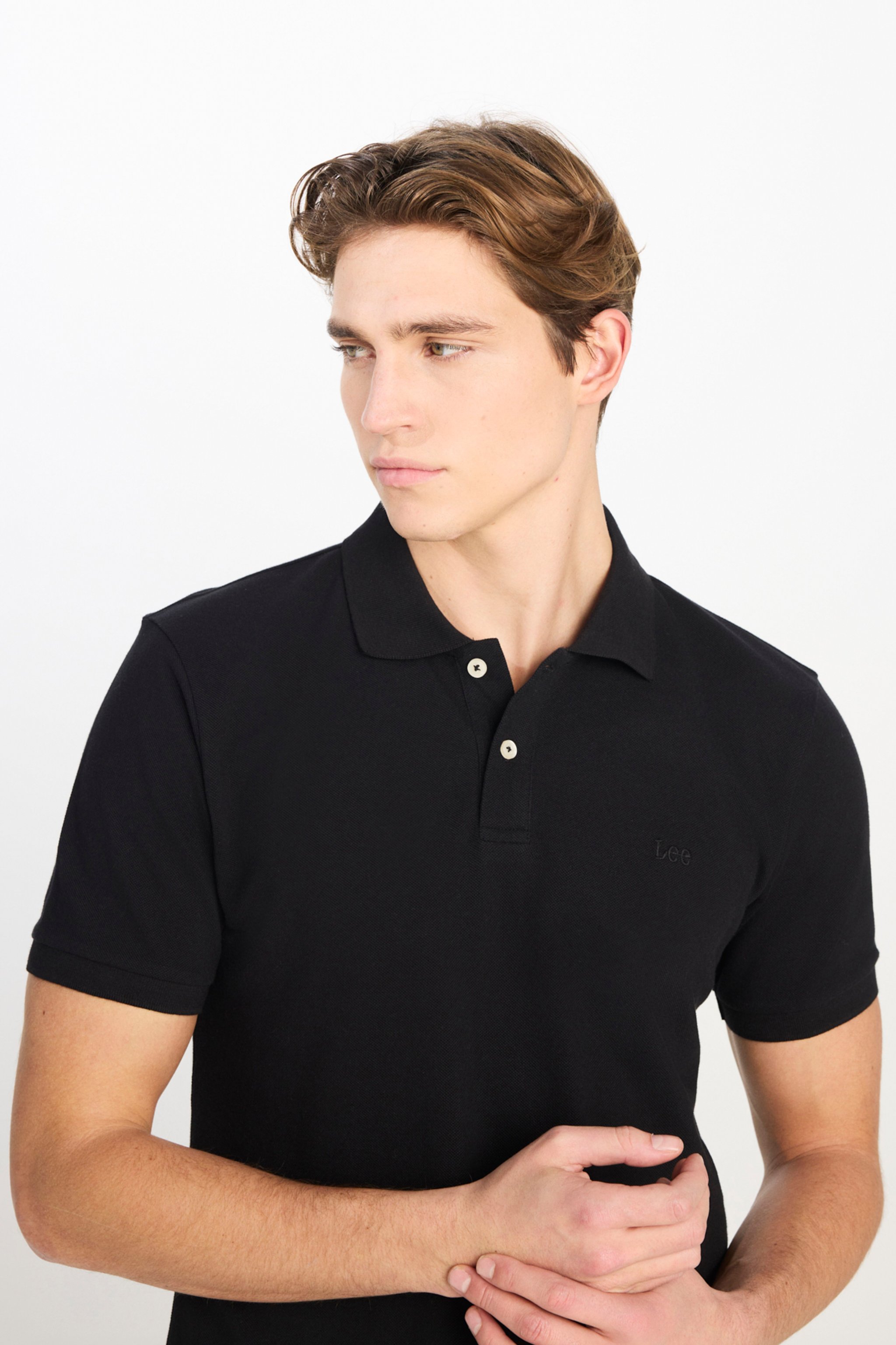 %100 Pamuk Regular Fit Normal Kesim Siyah Polo Yaka Tişört - Black-ML211810001 (görsel 4)