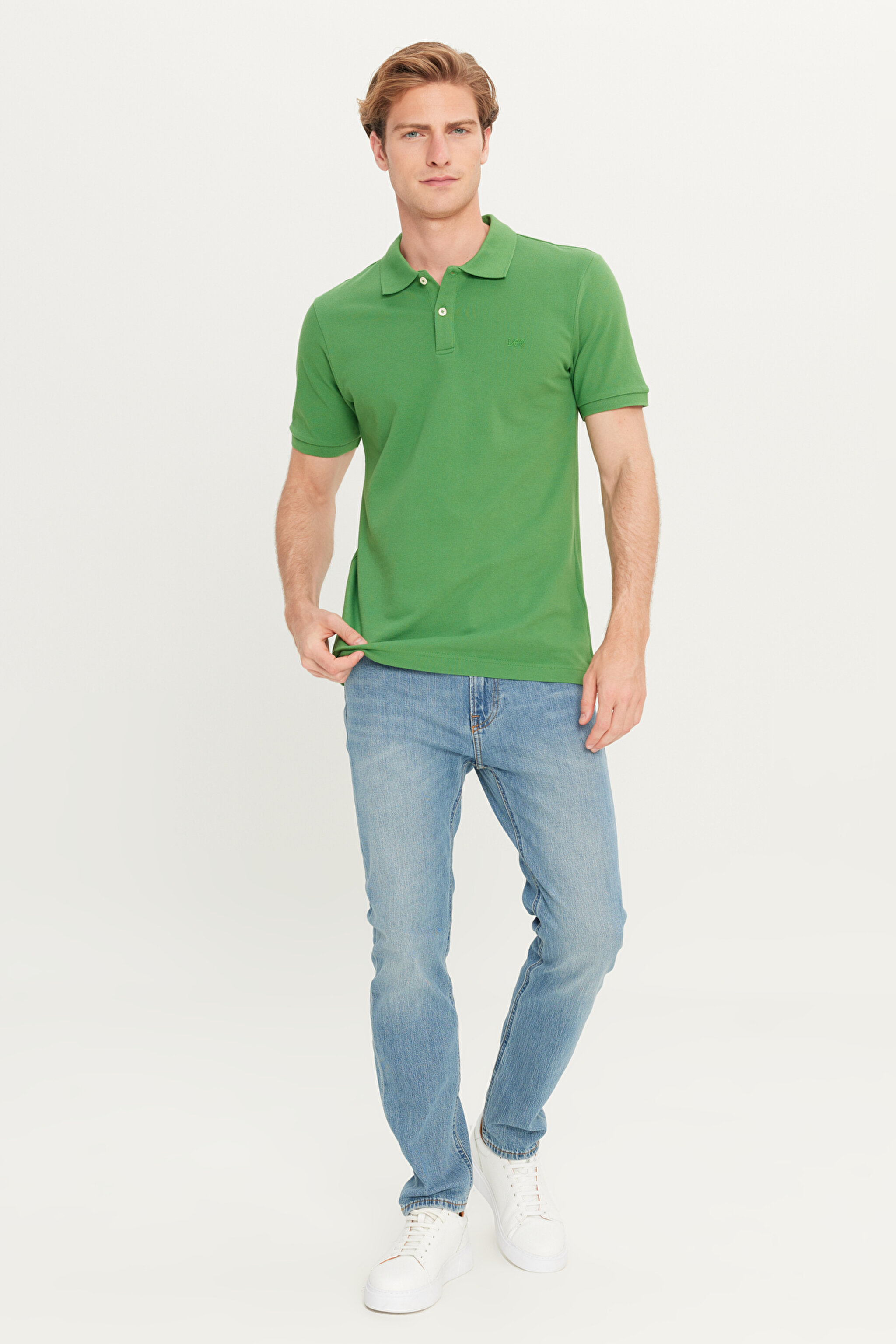 %100 Pamuk Regular Fit Normal Kesim Mint Yeşili Polo Yaka Tişört - Mint Green-ML211810303 (görsel 3)