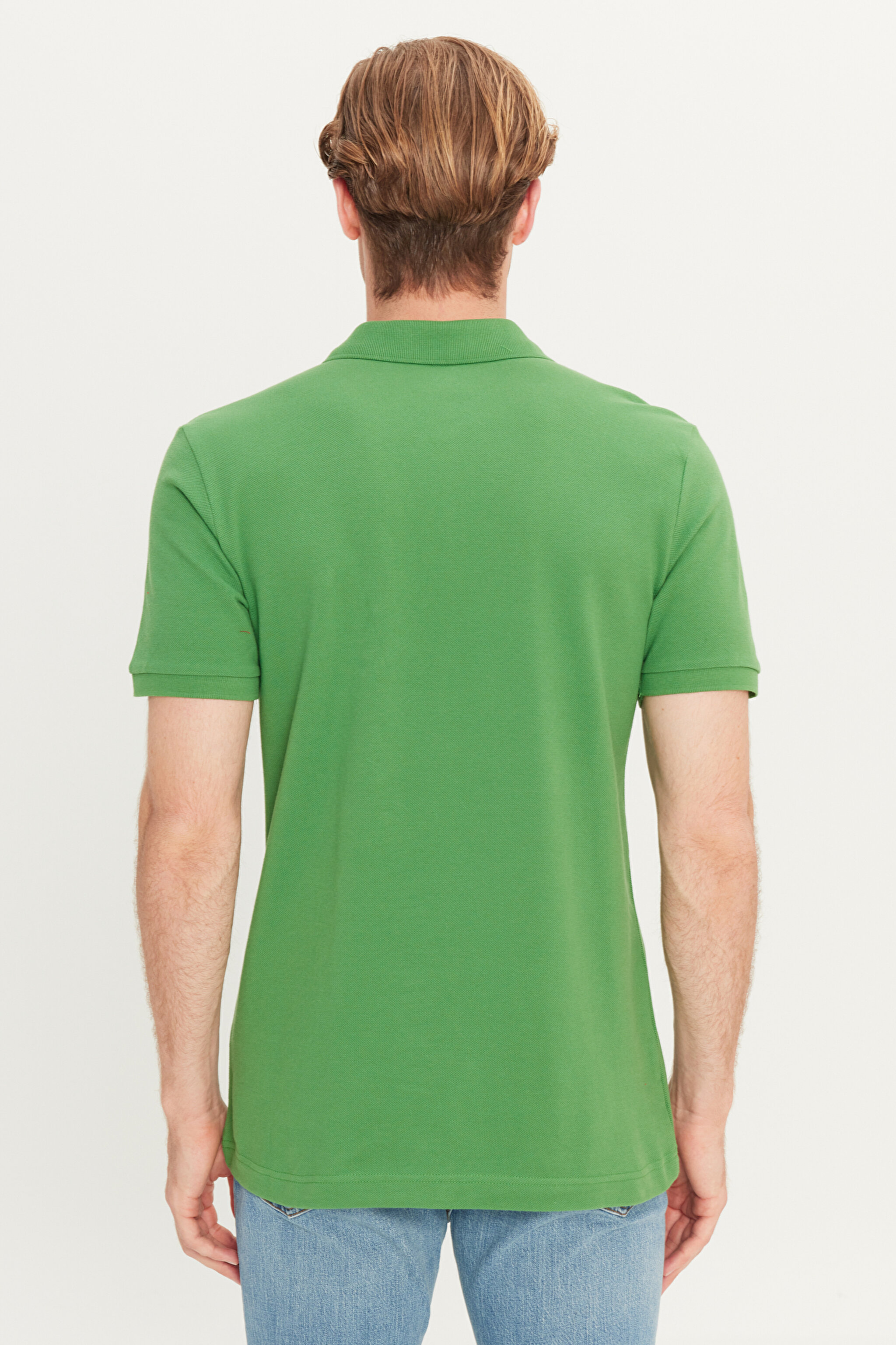 %100 Pamuk Regular Fit Normal Kesim Mint Yeşili Polo Yaka Tişört - Mint Green-ML211810303 (görsel 5)