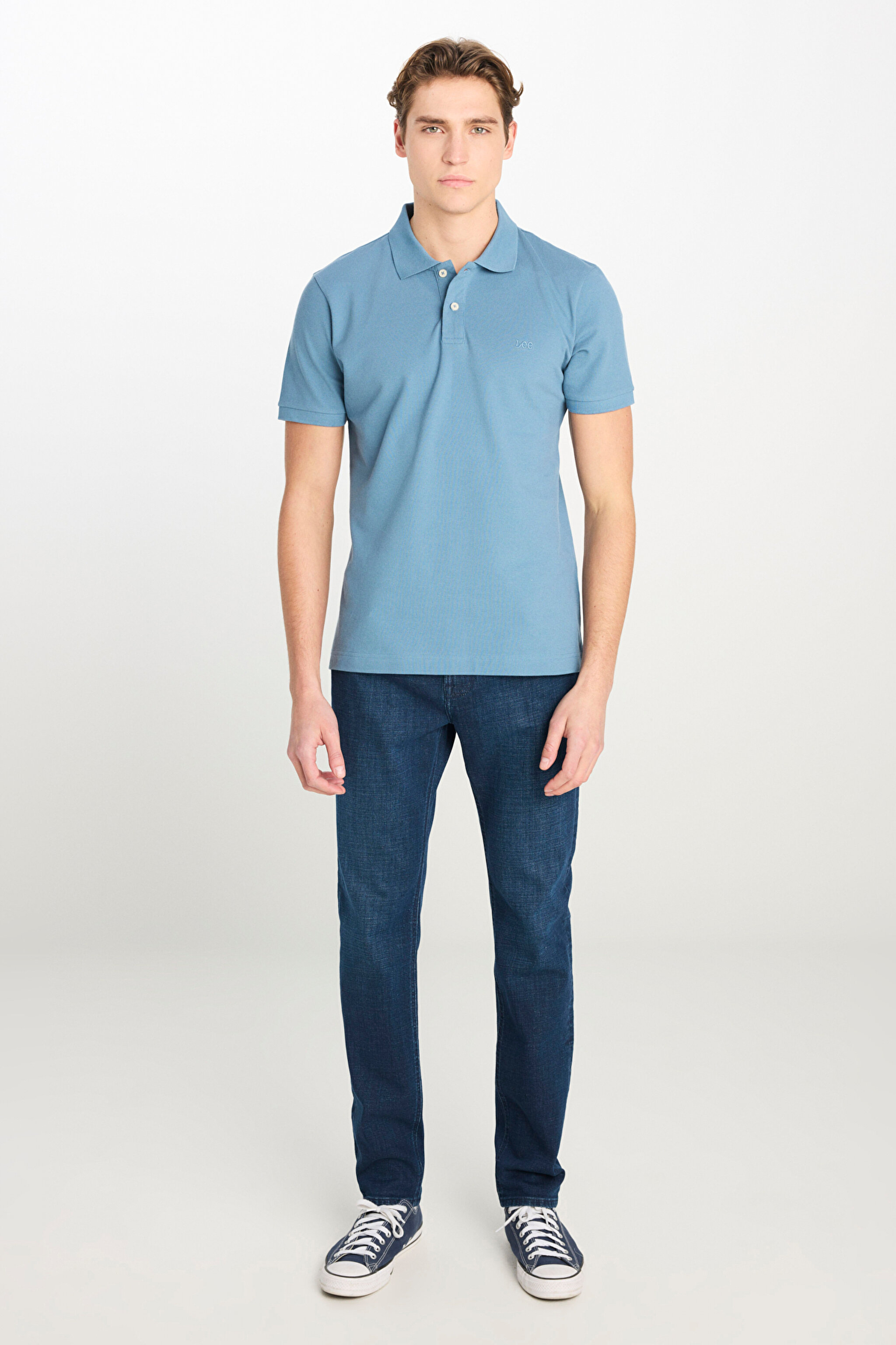 %100 Pamuk Regular Fit Normal Kesim Mavi Polo Yaka Tişört - Blue-ML211810400 (görsel 3)
