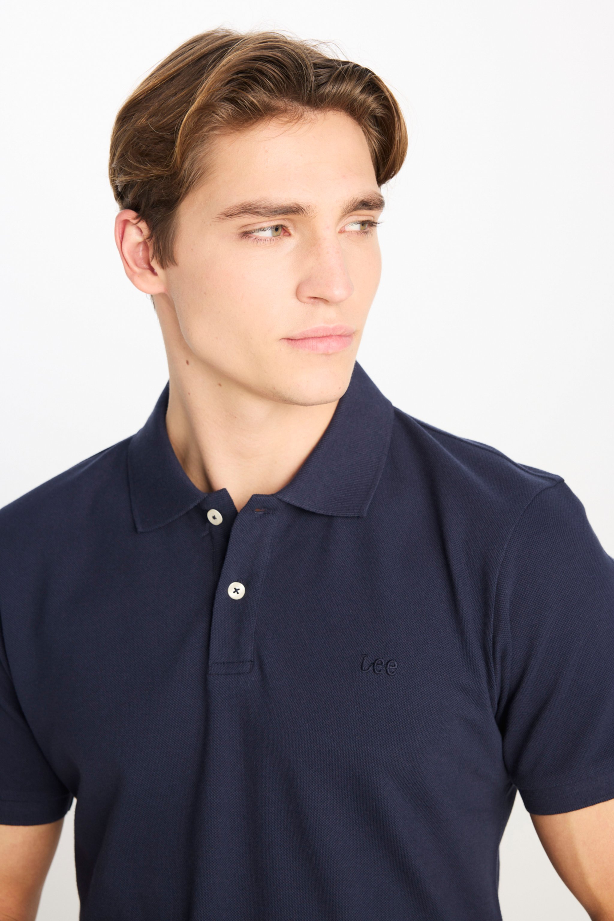 %100 Pamuk Regular Fit Normal Kesim Lacivert Polo Yaka Tişört - Navy-ML211810410 (görsel 4)